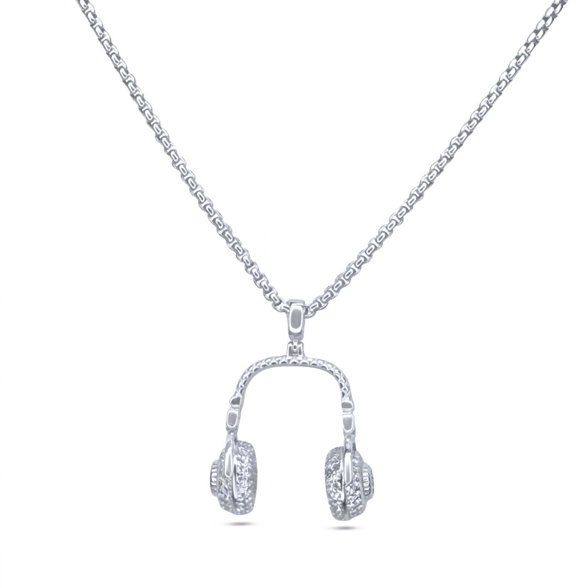 Headphones necklace with zircon stones
