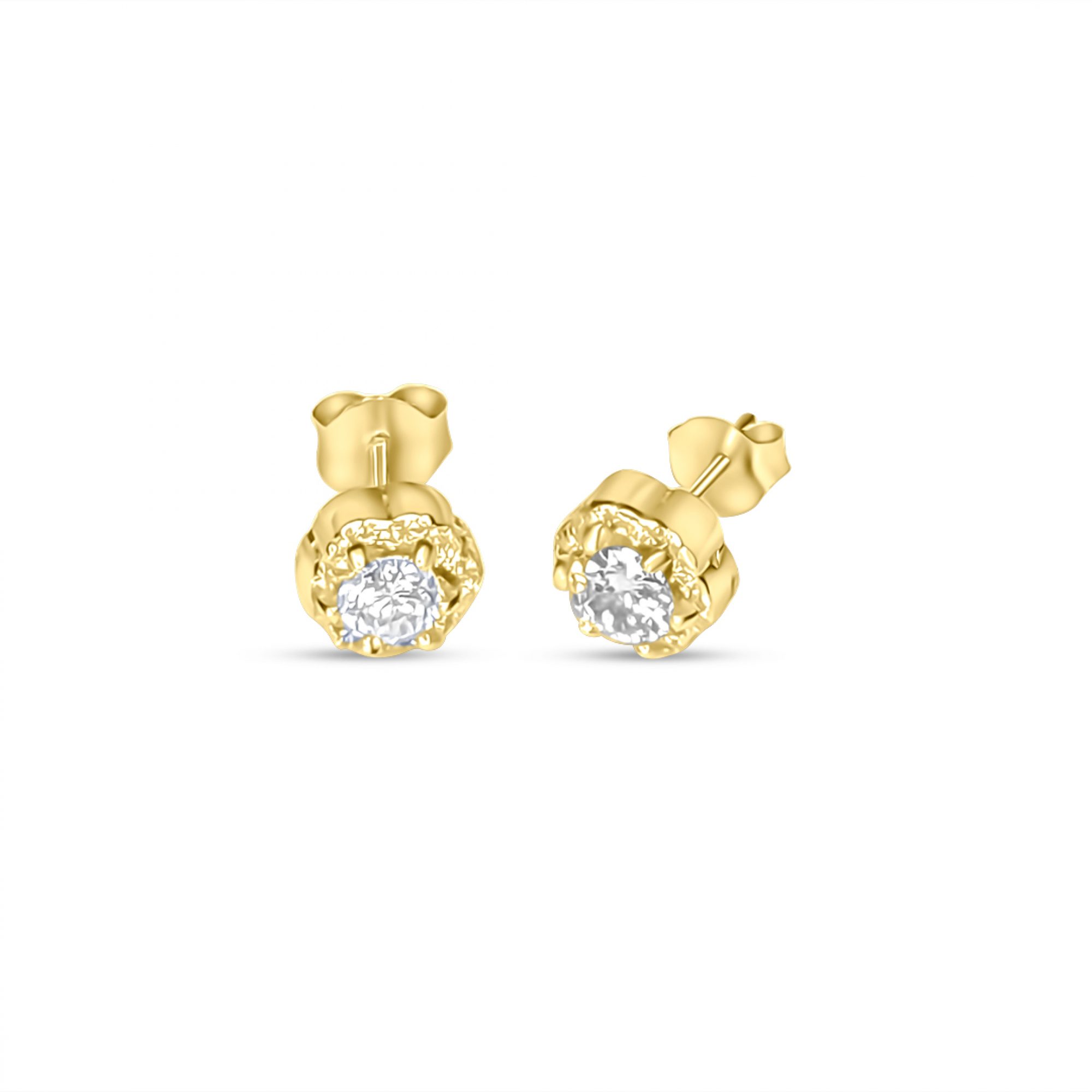 Gold plated stud earrings with zircon stone