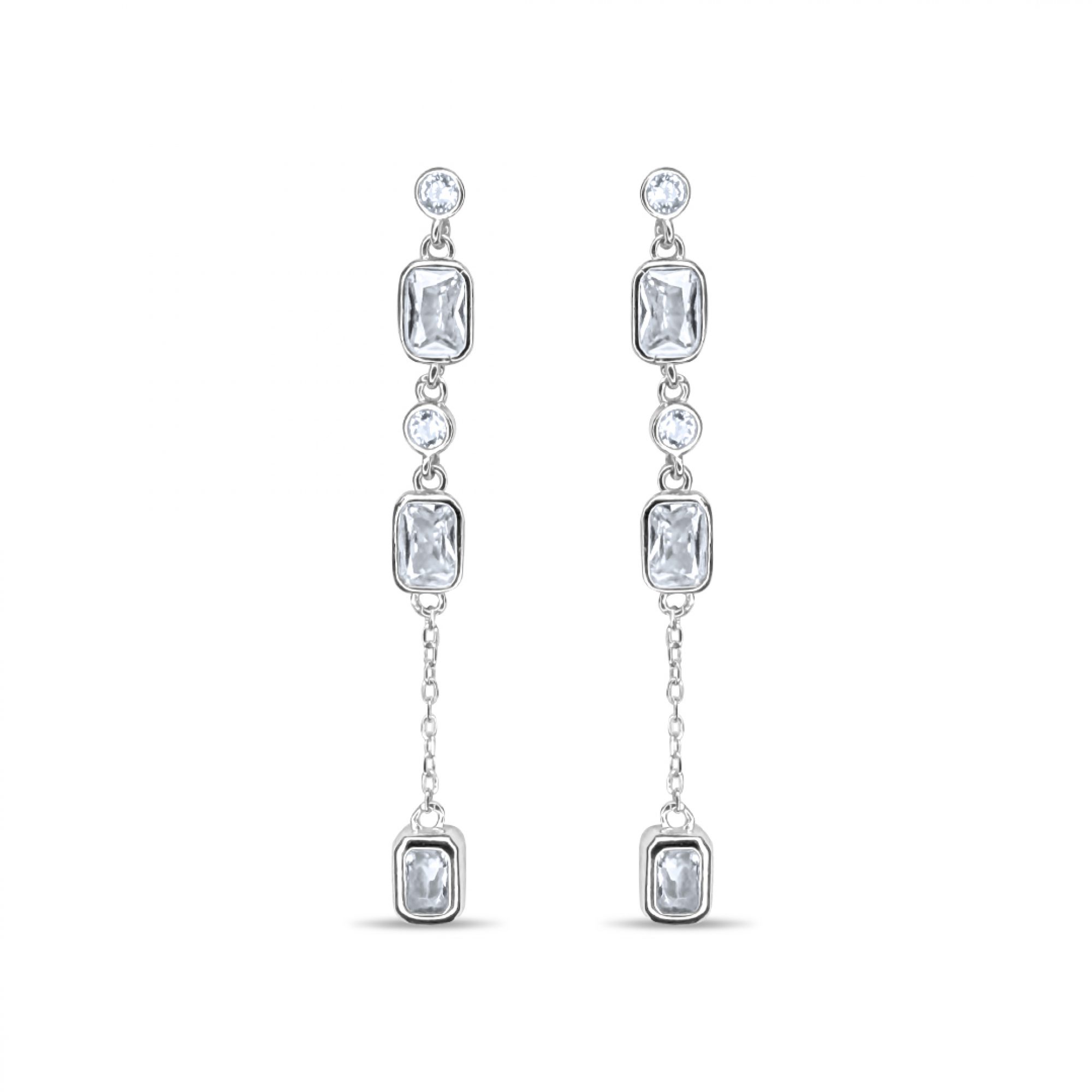 Silver earrings with zircon stones
