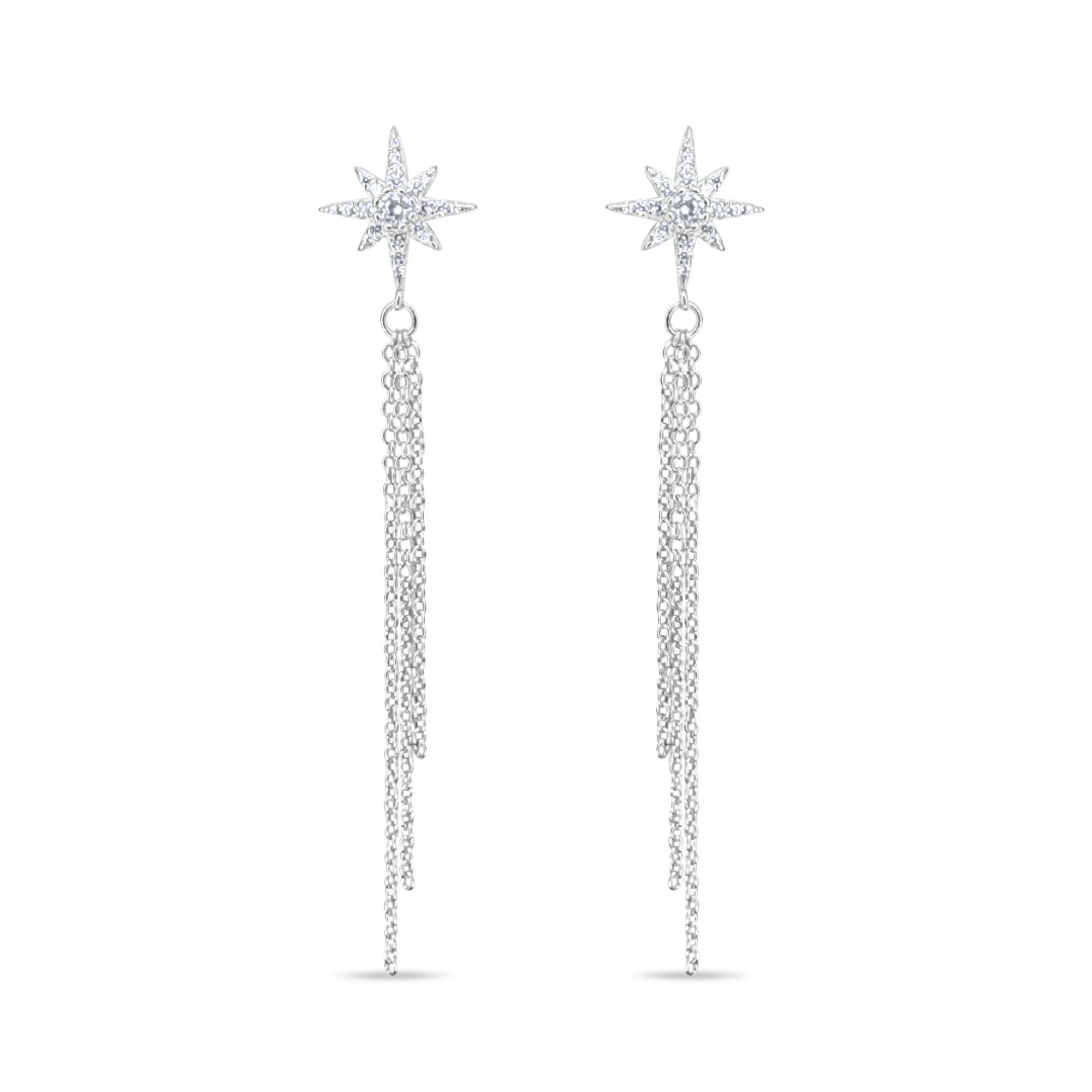 Silver earrings with zircon stones