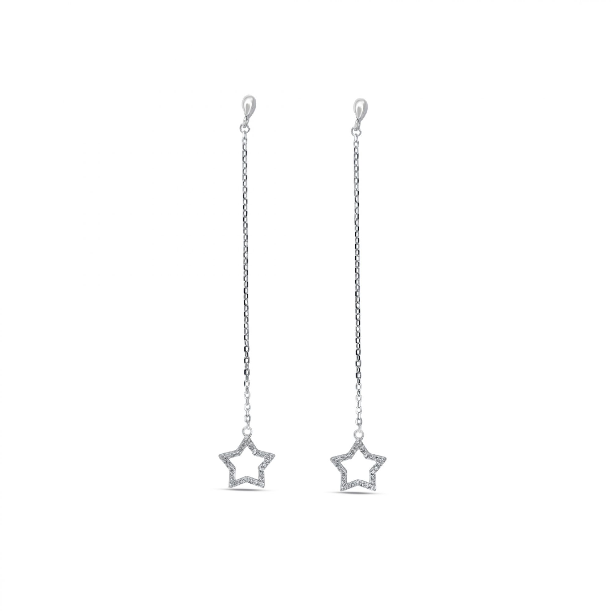 Ασημένια σκουλαρίκια αστέρια με πέτρες ζιργκόν