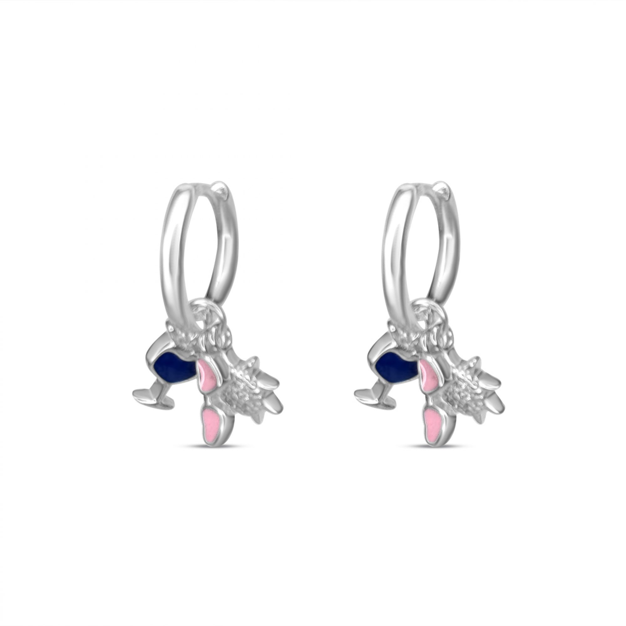 Ασημένια σκουλαρίκια με κρεμαστά ήλιο, κοκτέιλ και γυαλιά ηλίου με σμάλτο και πέτρες ζιργκόν