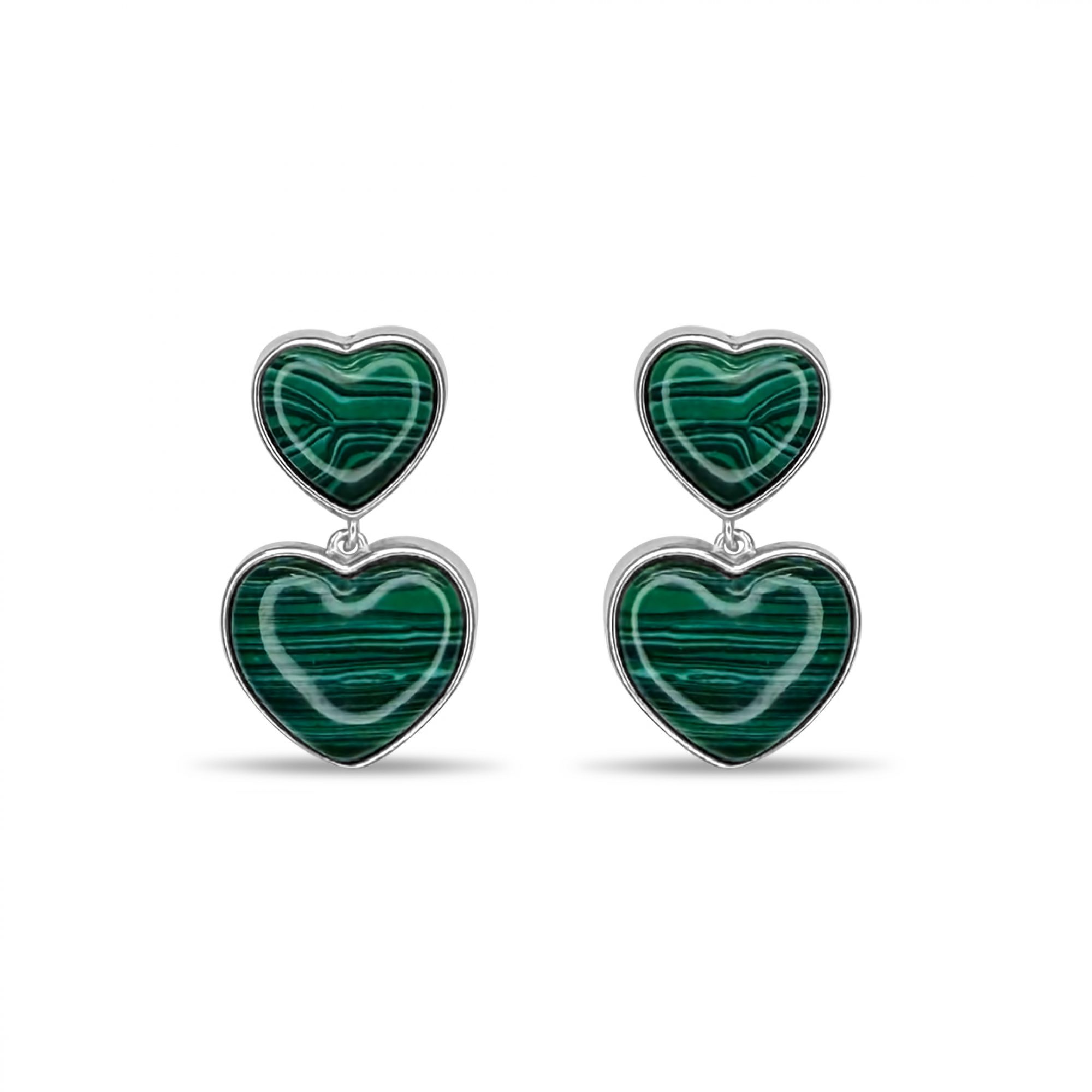 Silver earrings with malachite stones