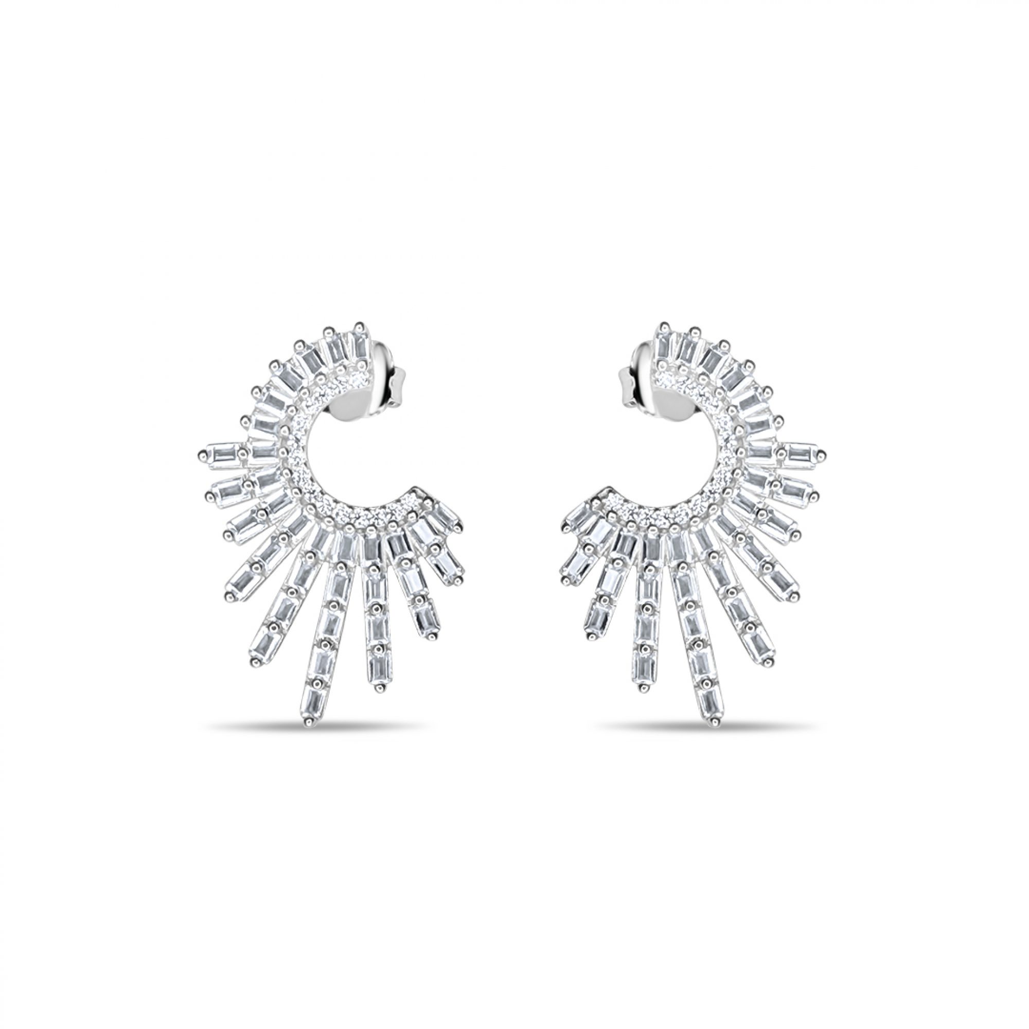 Silver earrings with zircon stones