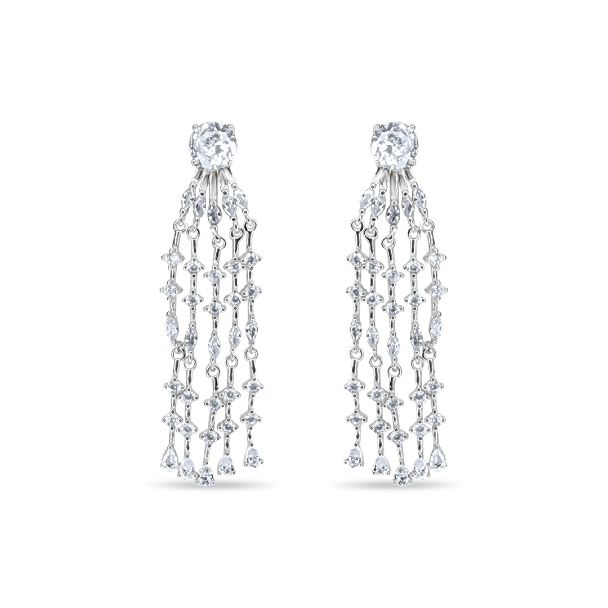 Silver earrings with zircon stones