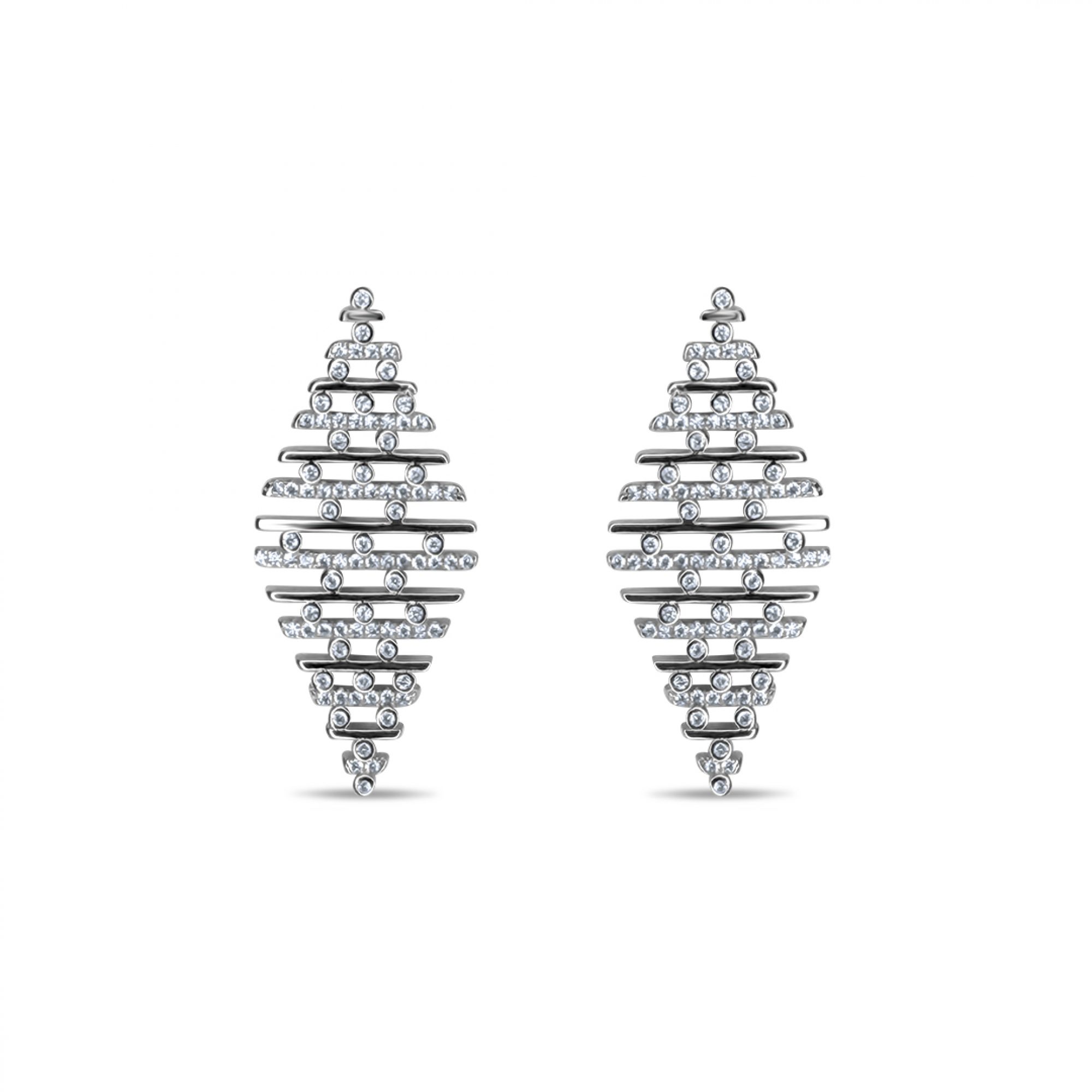 Silver earrings with zircon stones