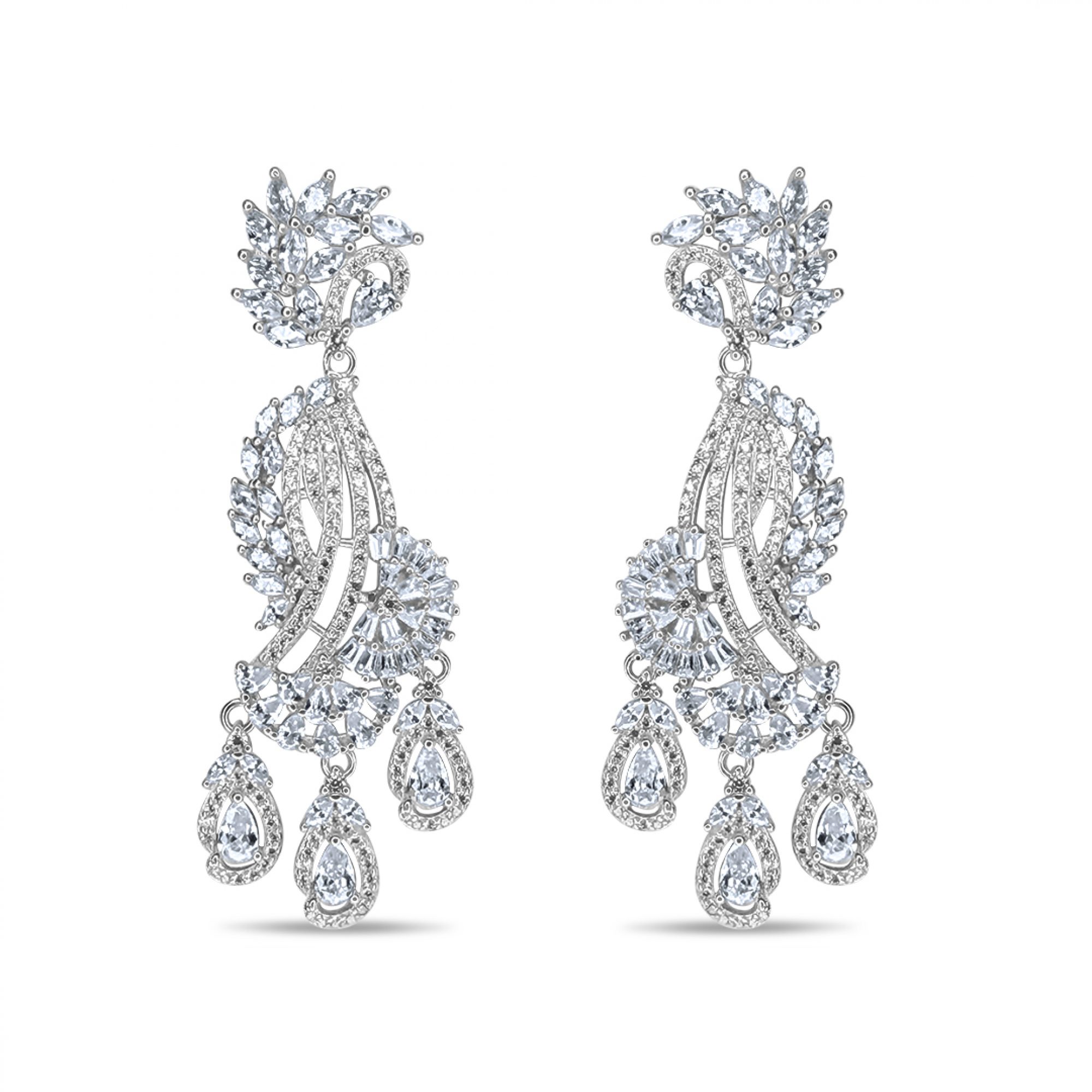 Silver earrings with zircon stones