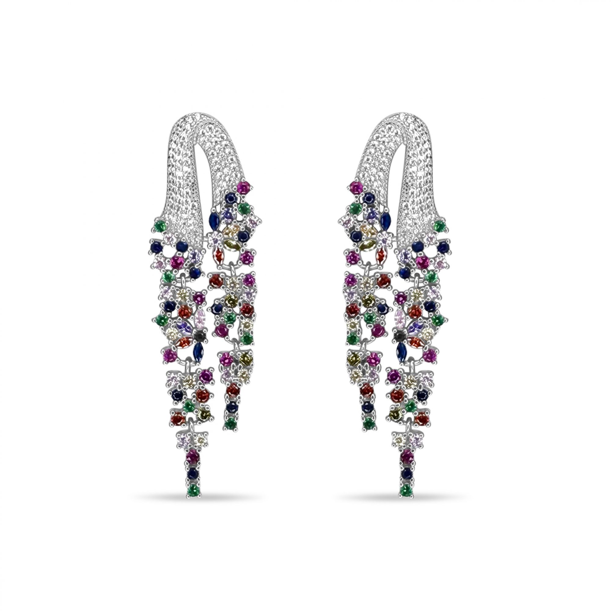 Silver earrings with zircon stones