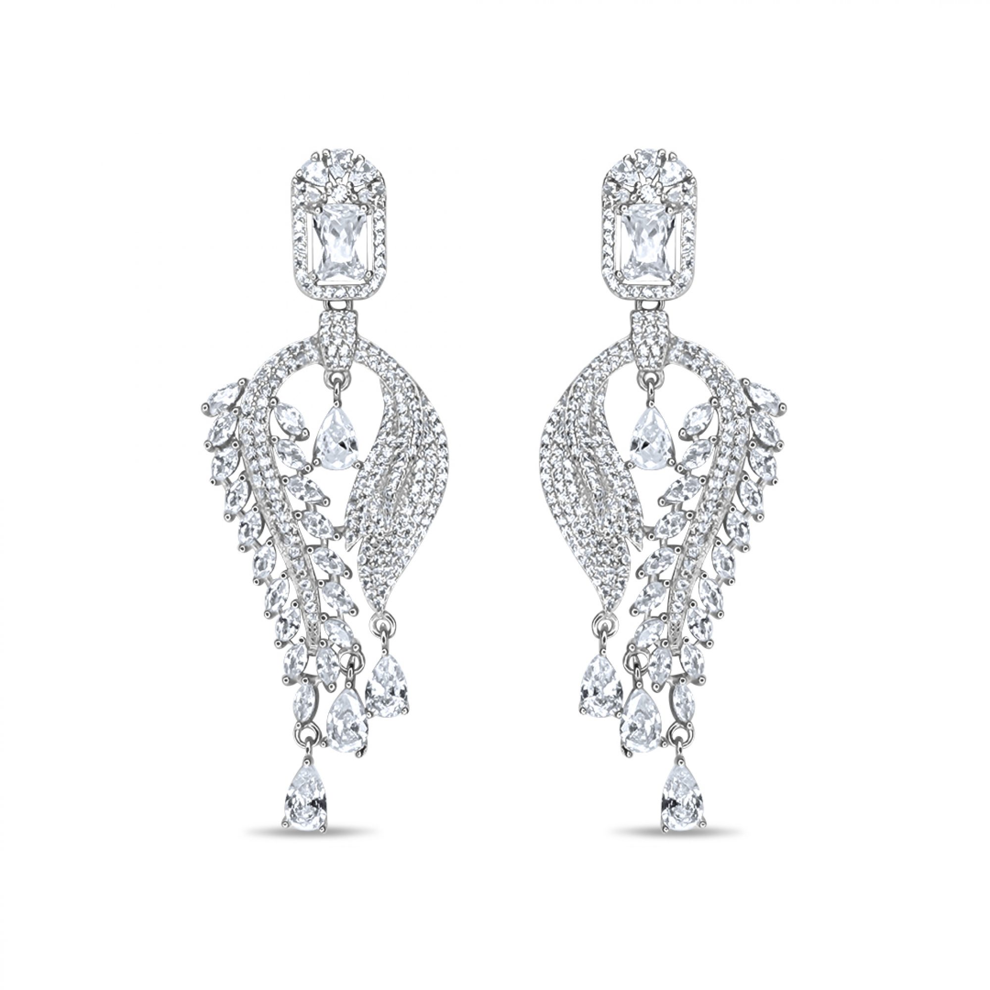 Silver earrings with zircon stones
