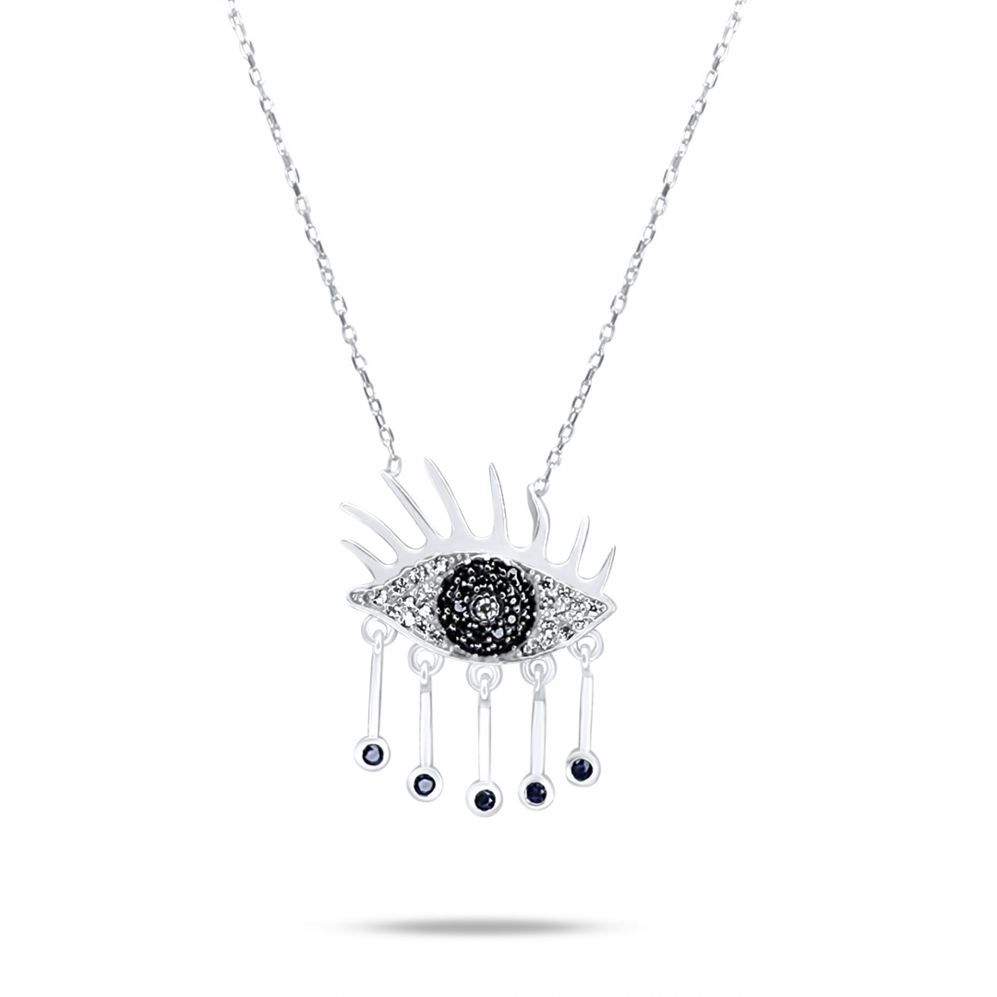 Eye pendant necklace with zircon stones