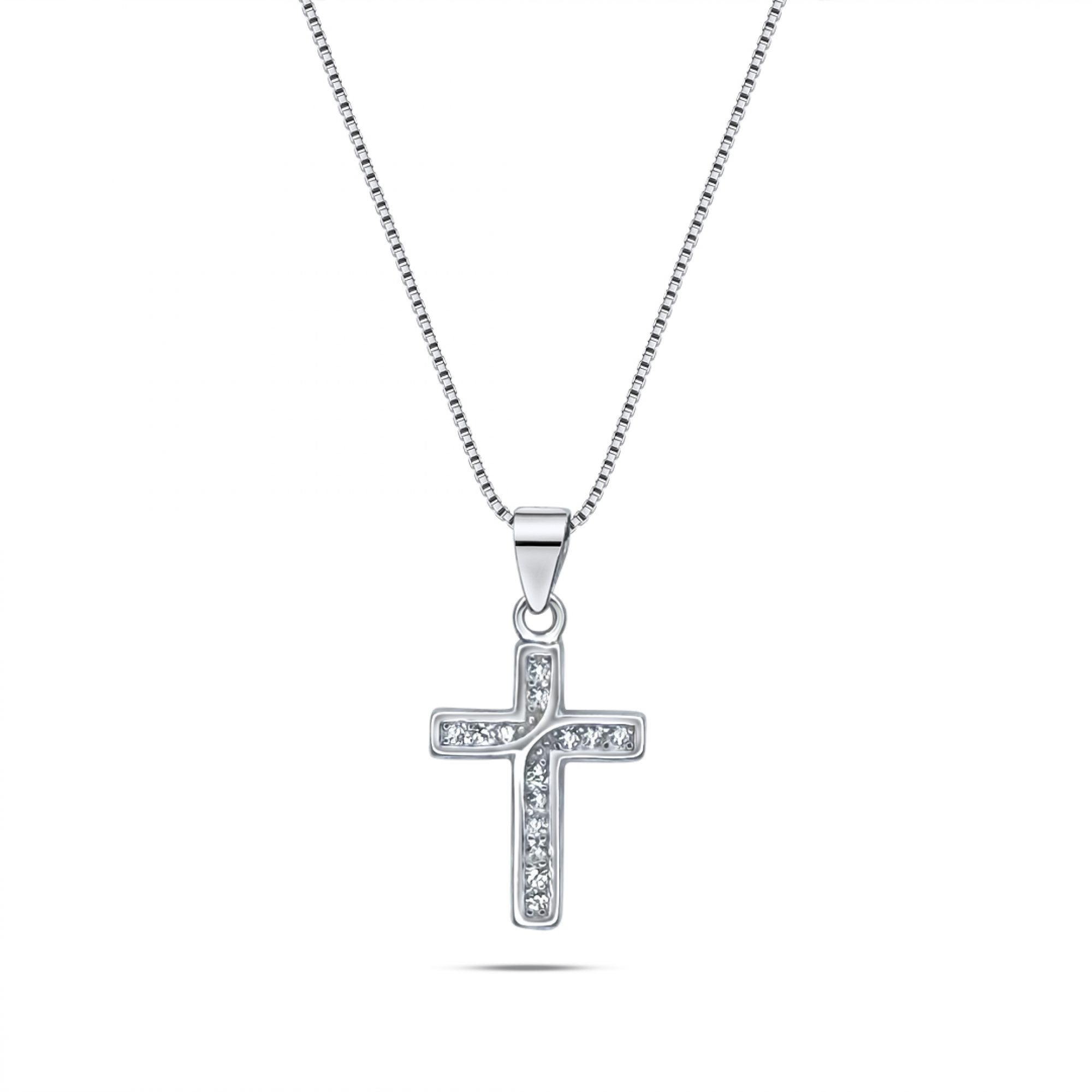 Cross necklace with zircon stones