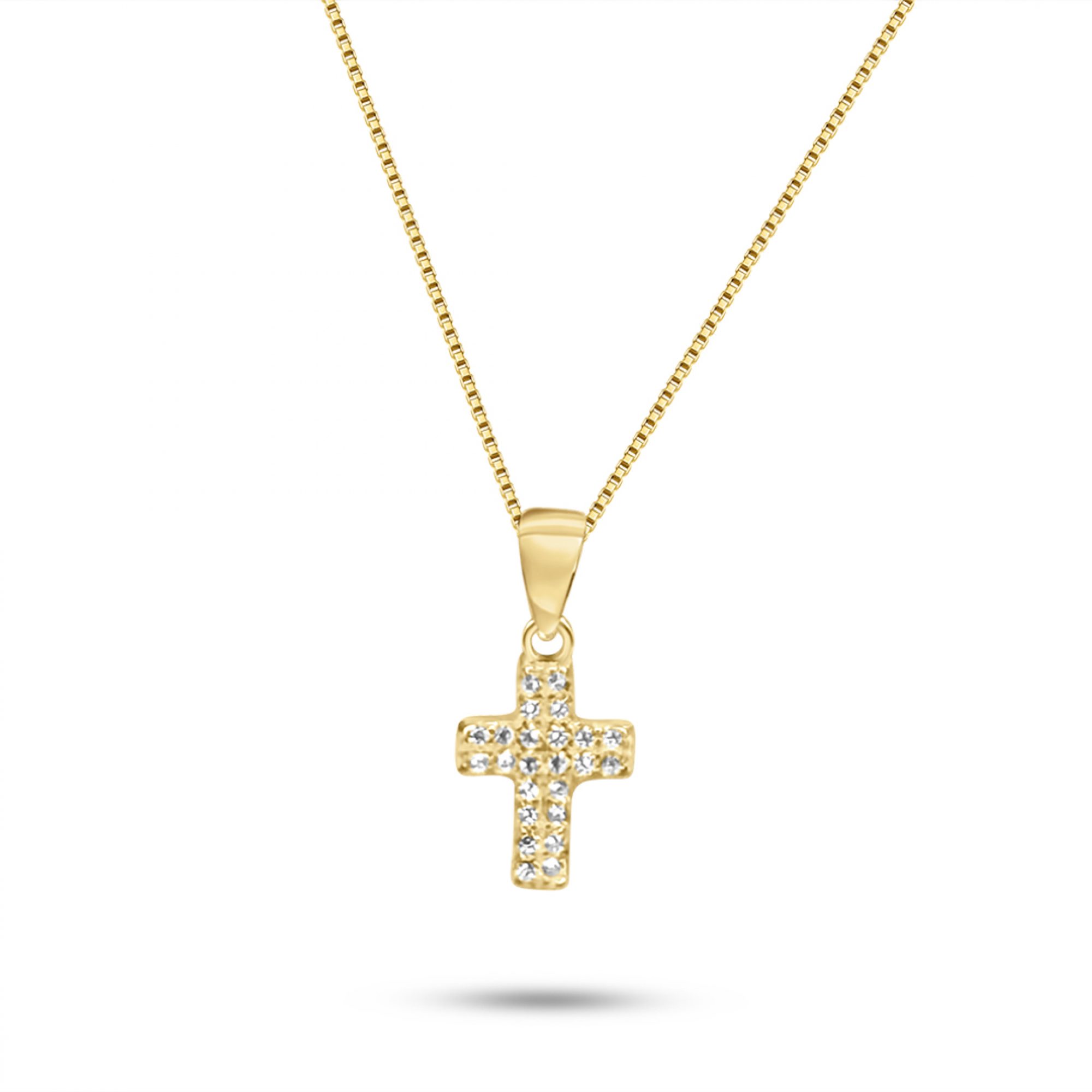 Gold plated cross necklace with zircon stones