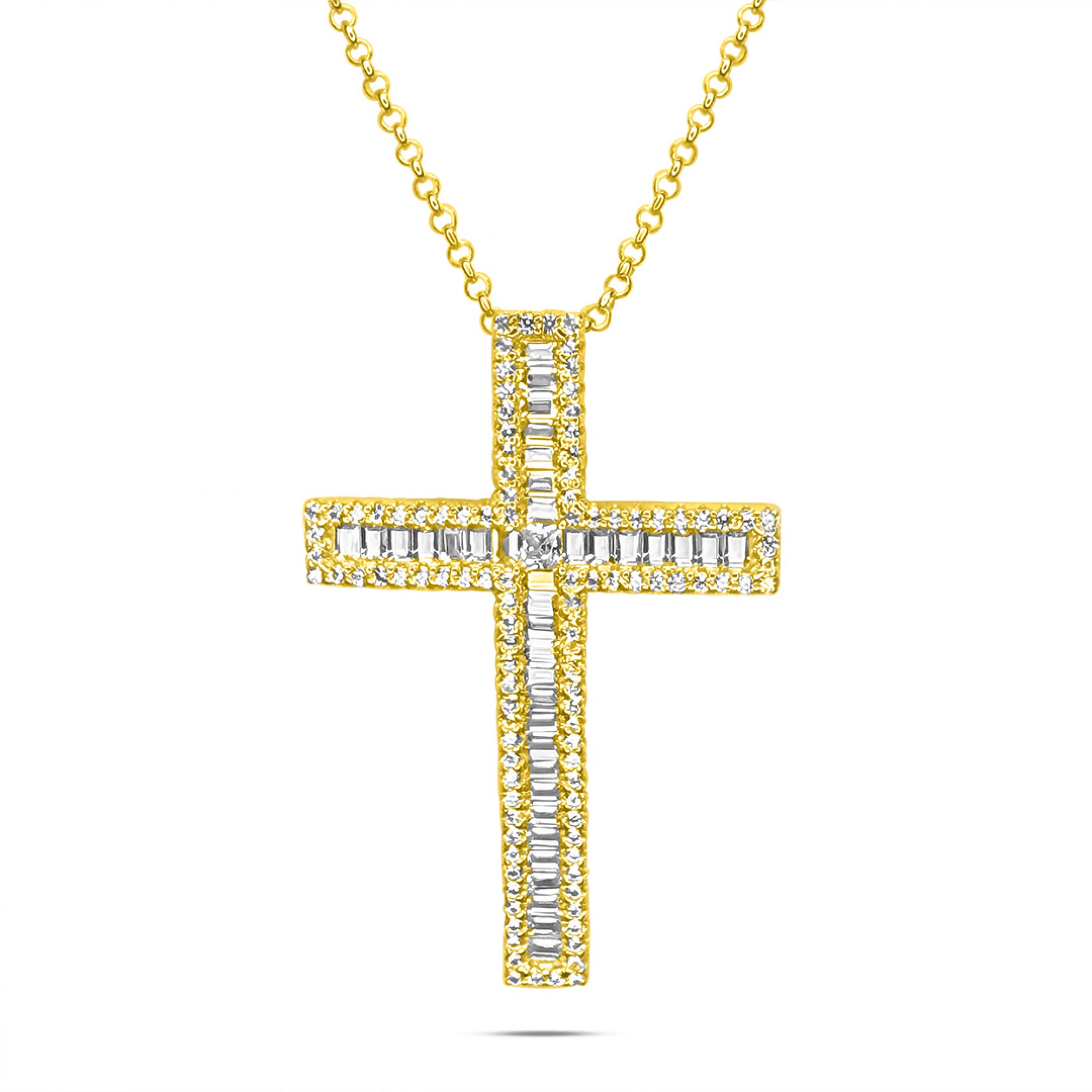 Σταυρός επίχρυσος με ζιργκόν πέτρες