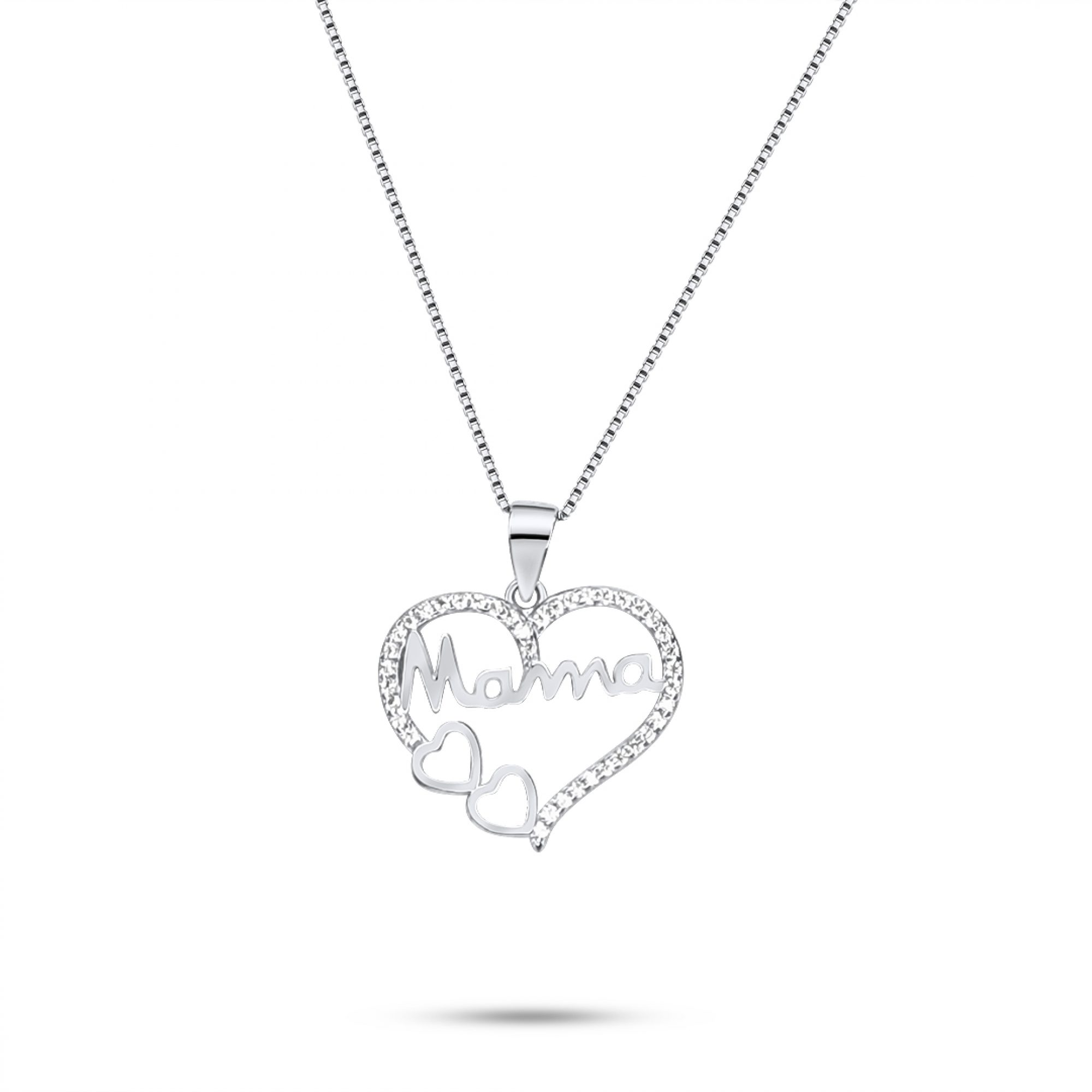 Κολιέ καρδιά μαμά με ζιργκόν πέτρες