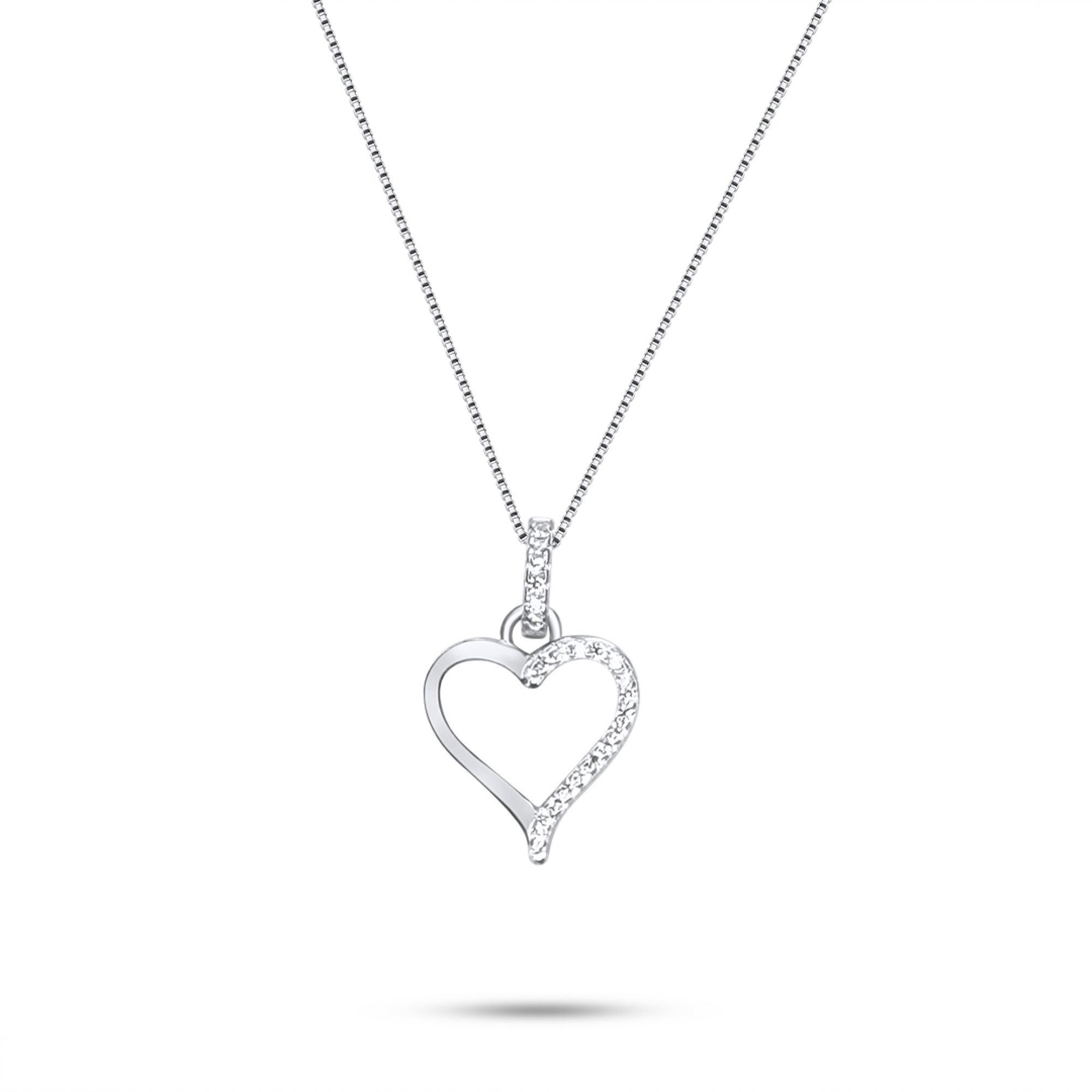 Κολιέ καρδιά με ζιργκόν πέτρες