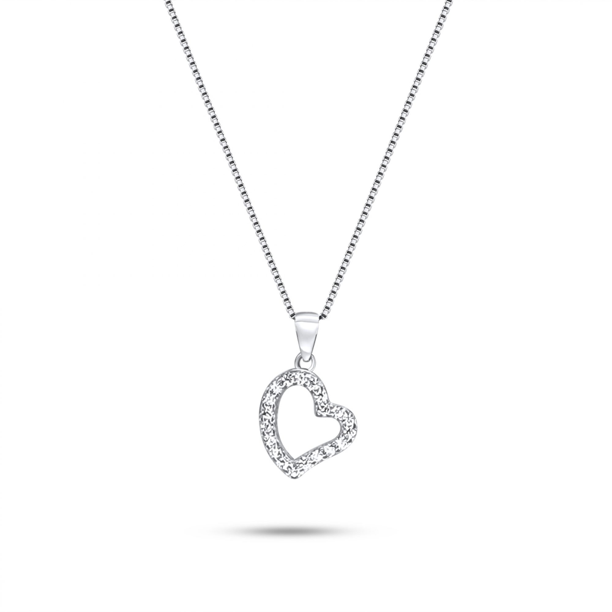 Κολιέ καρδιά με ζιργκόν πέτρες