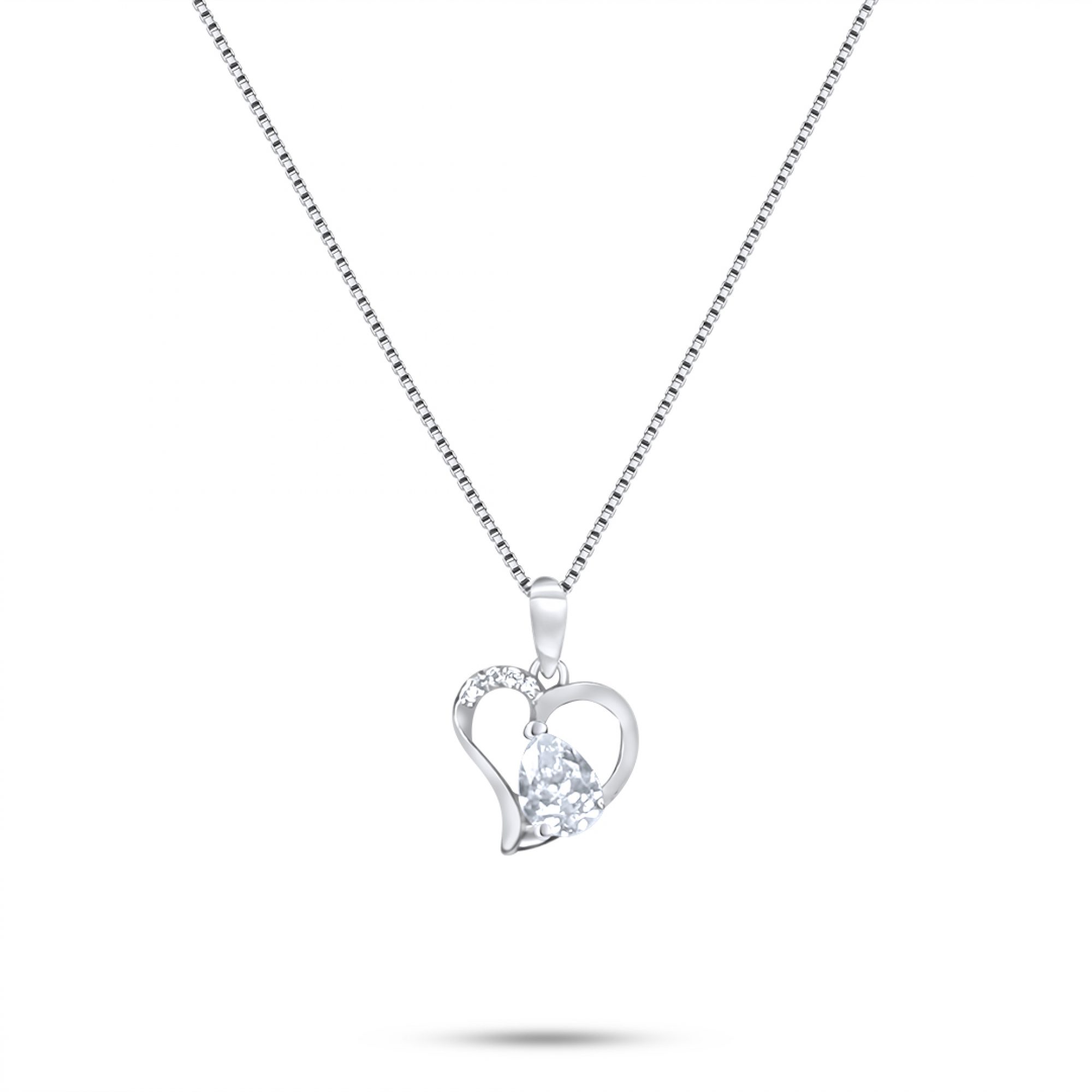 Κολιέ καρδιά με ζιργκόν πέτρες