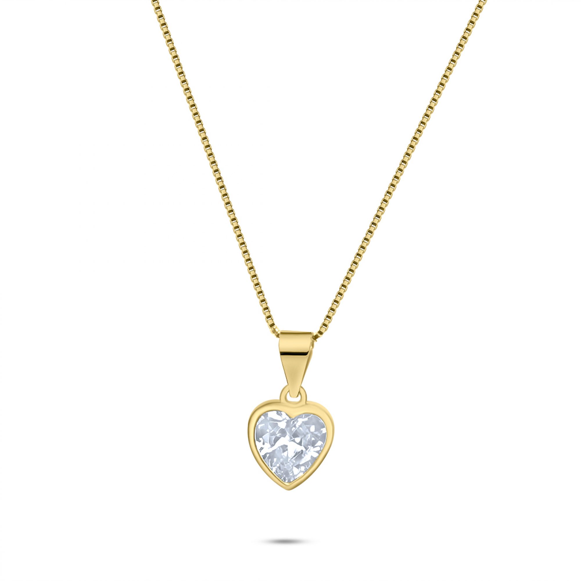 Κολιέ καρδιά με ζιργκόν πέτρες επίχρυσο