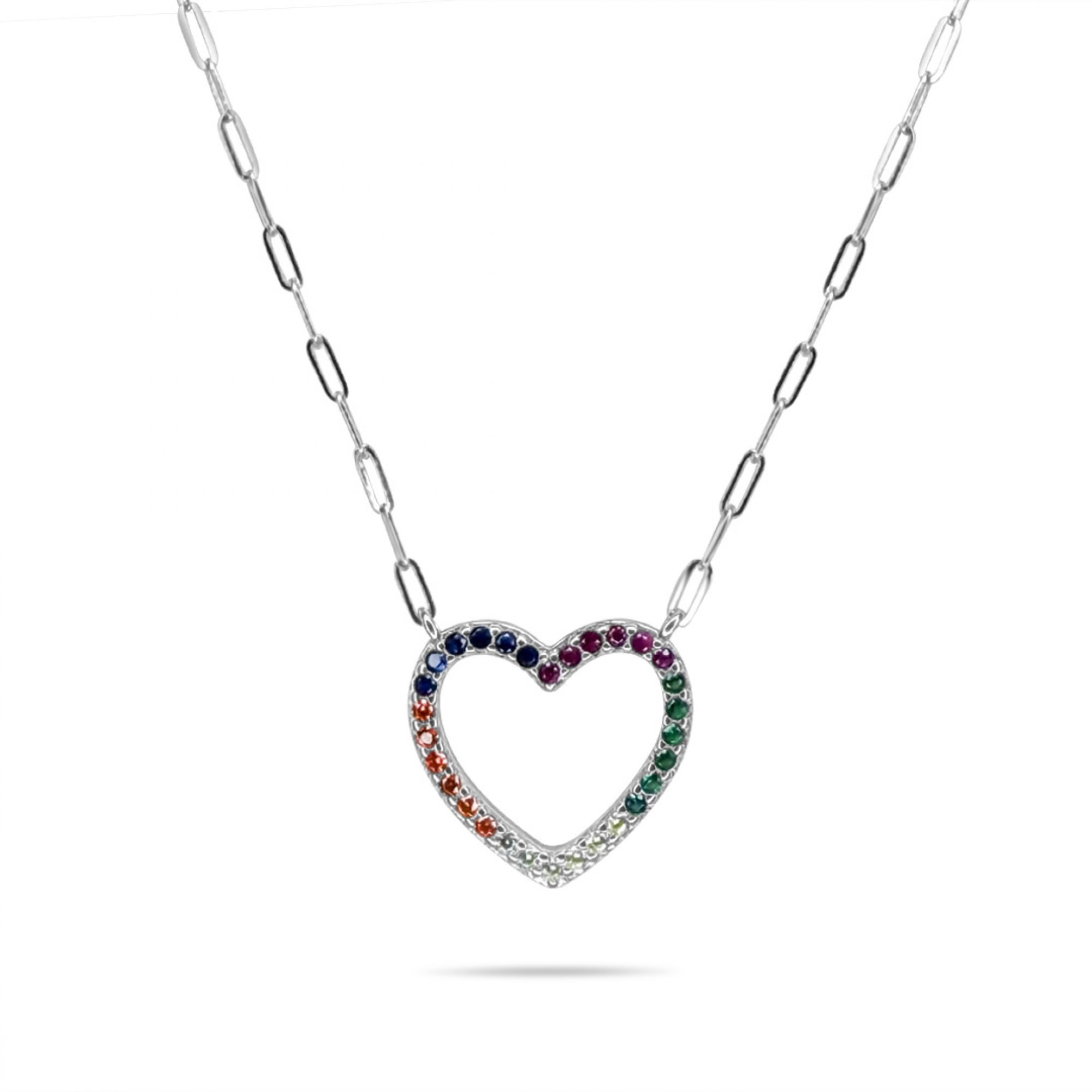 Κολιέ καρδιά με ζιργκόν πέτρες