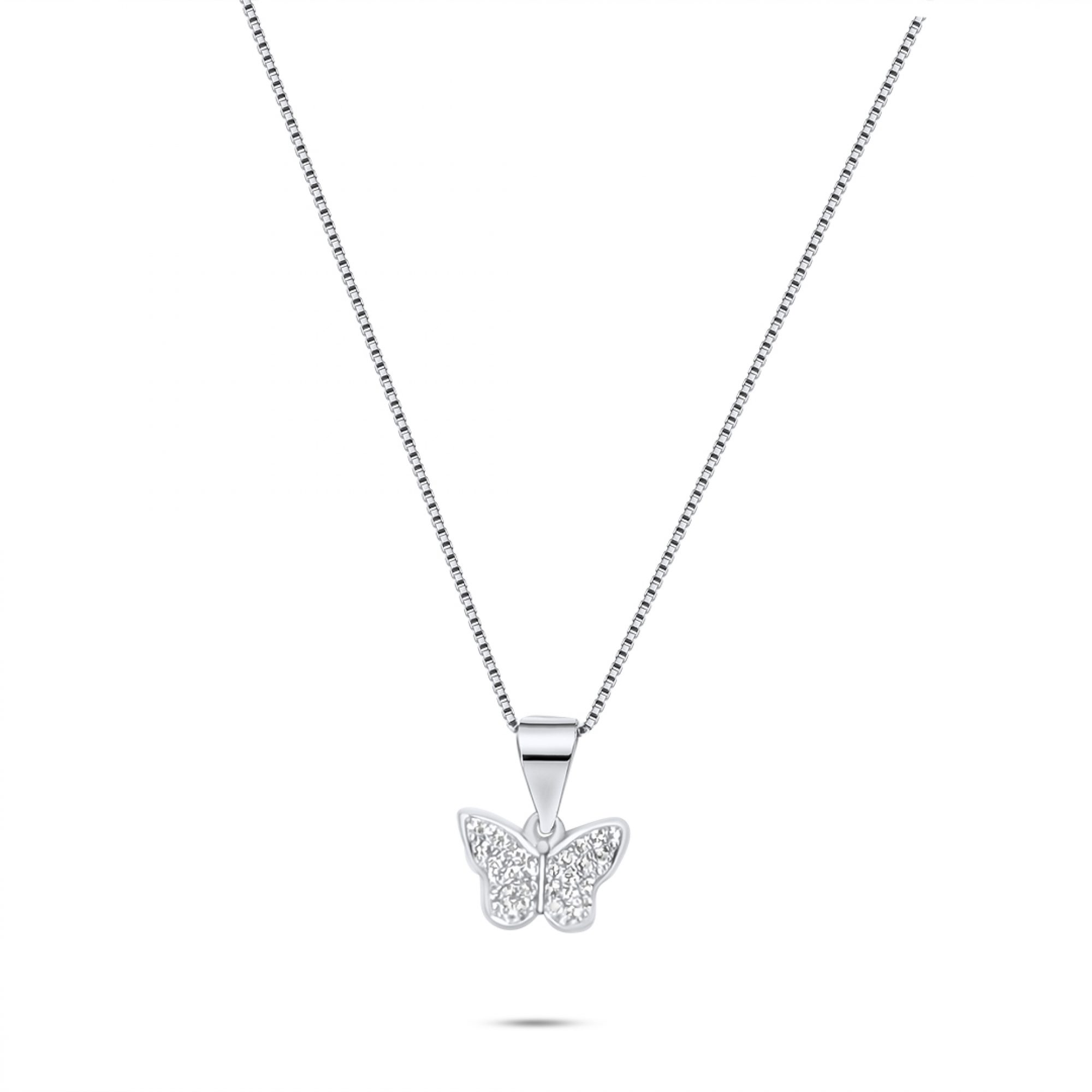 Butterfly necklace with zircon stones