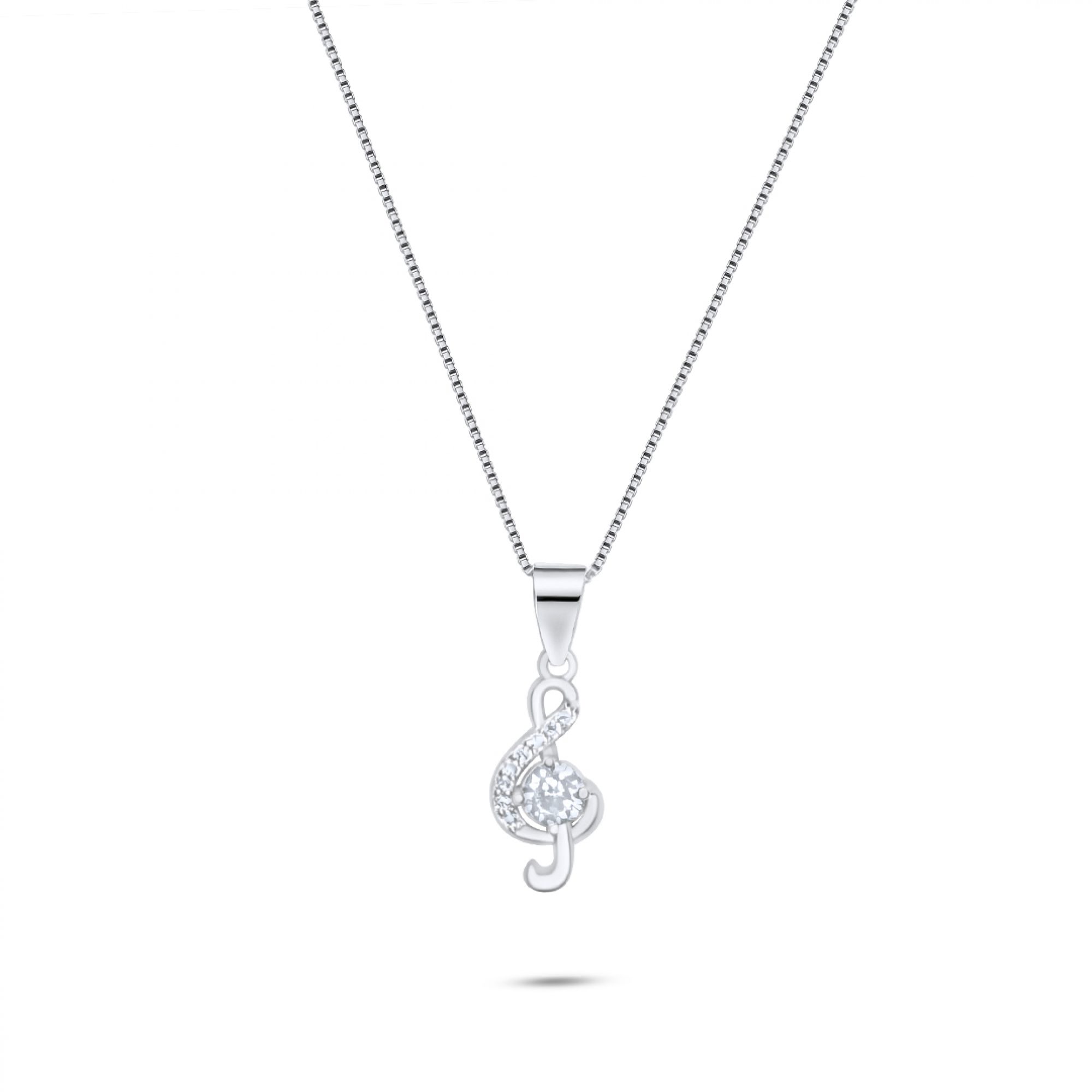 Treble clef necklace with zircon stones
