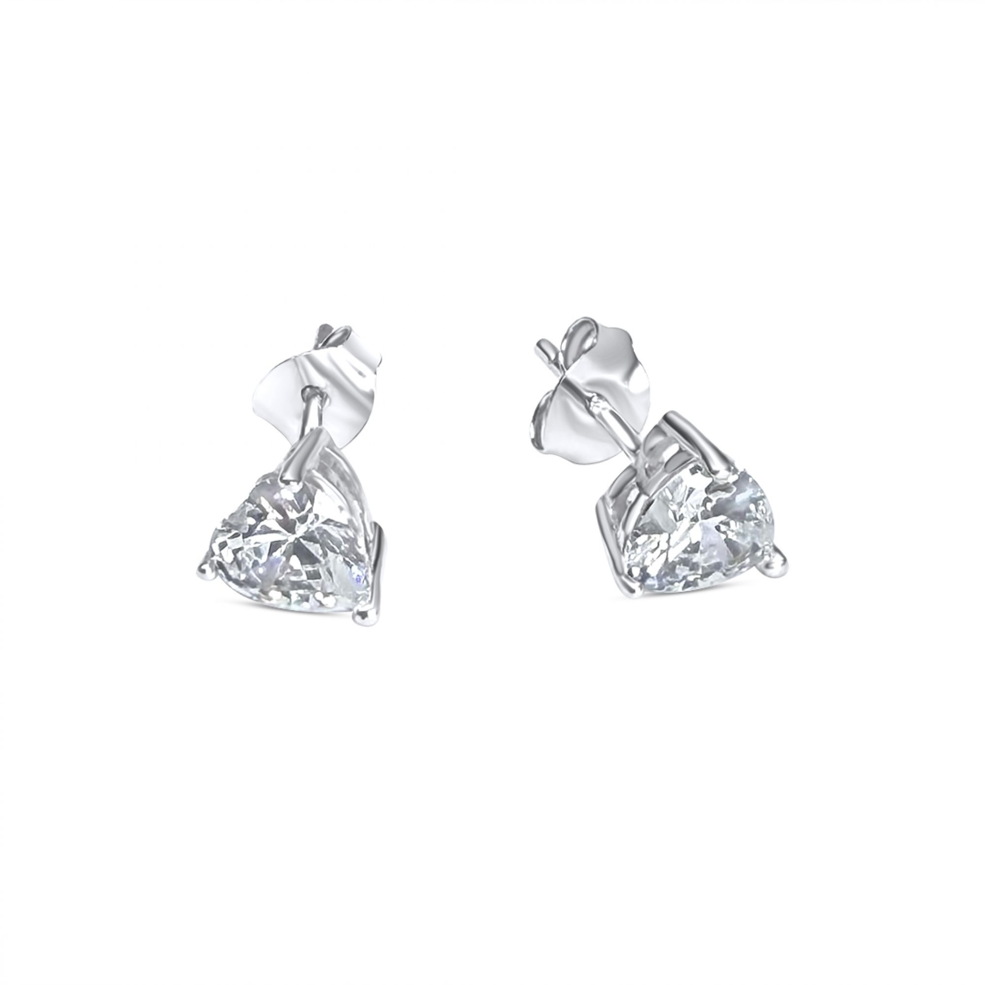 Σκουλαρίκια καρφωτά καρδιές με πέτρα ζιργκόν