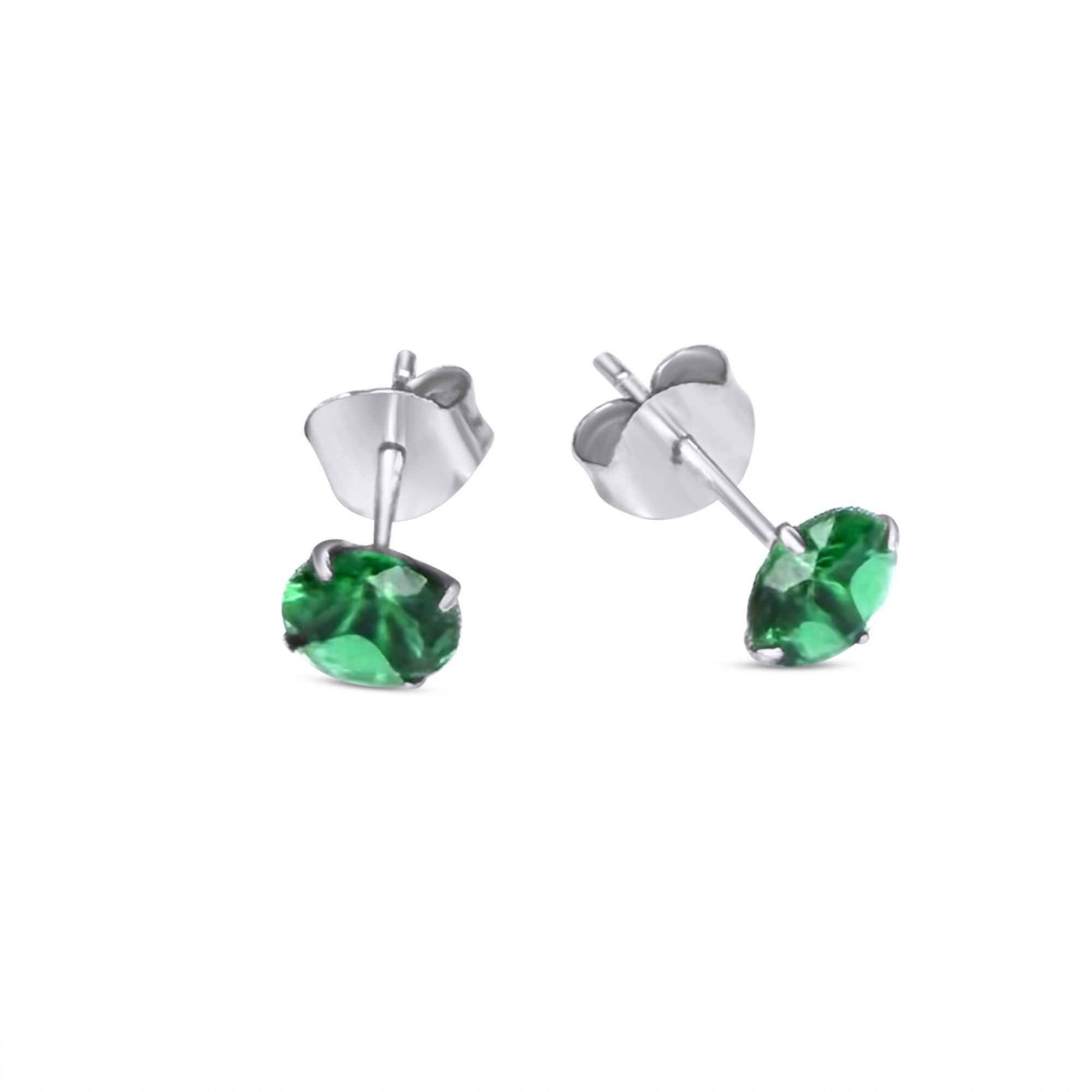 Σκουλαρίκια καρφωτά με πέτρα σμαράγδι