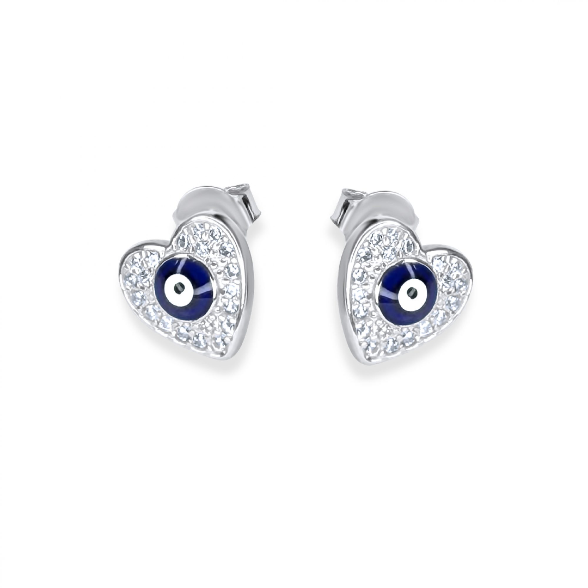 Eye stud earrings with zircon stones