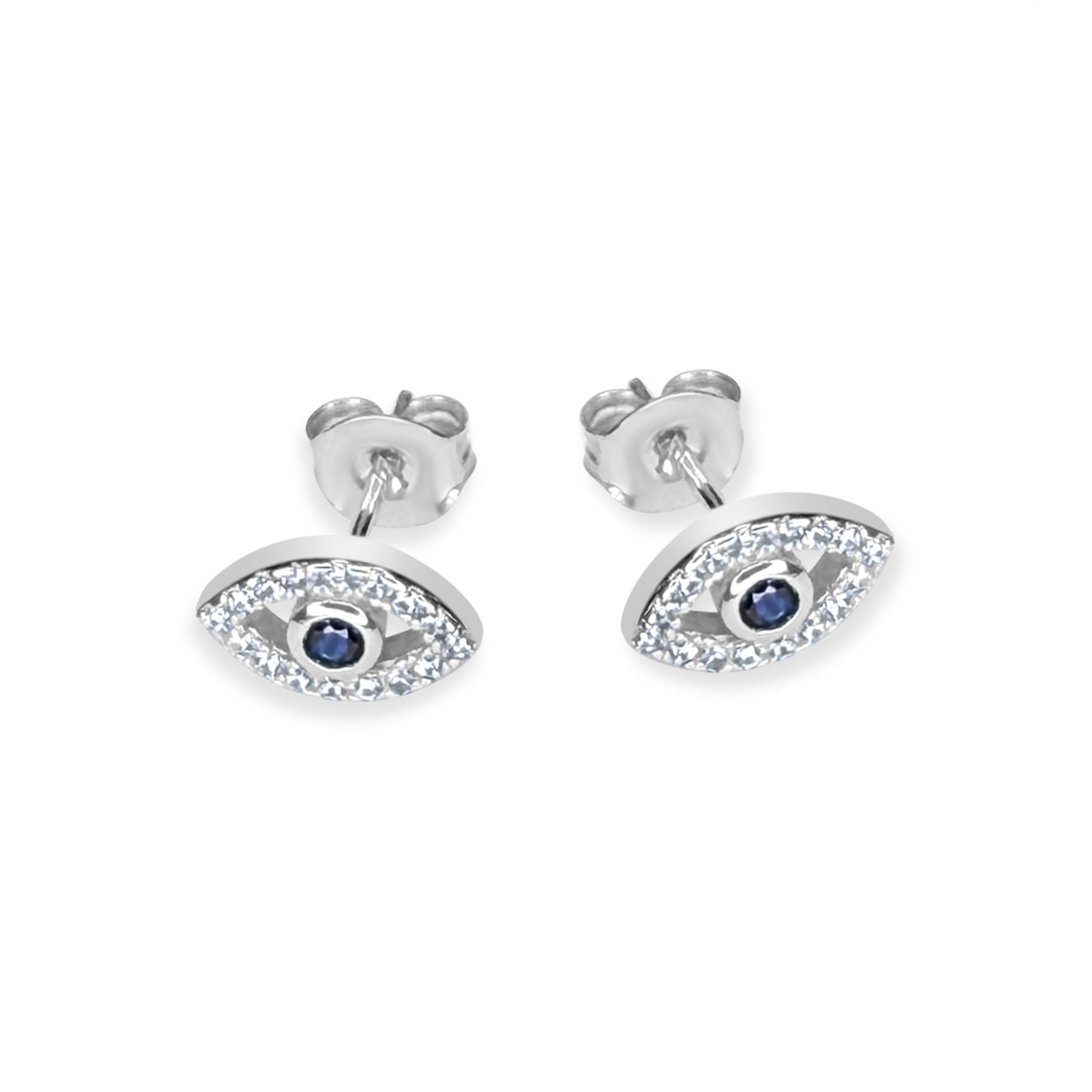 Eye stud earrings with zircon stones