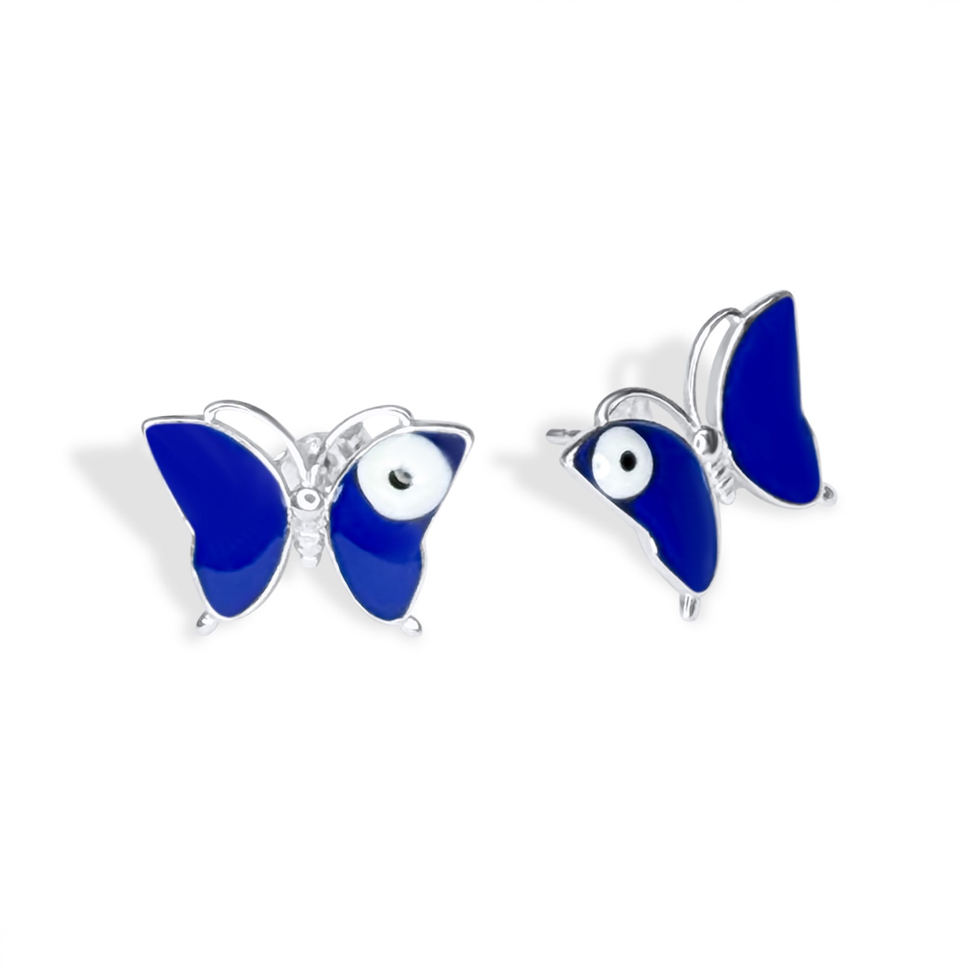 Σκουλαρίκια καρφωτά πεταλούδα με μάτι με σμάλτο