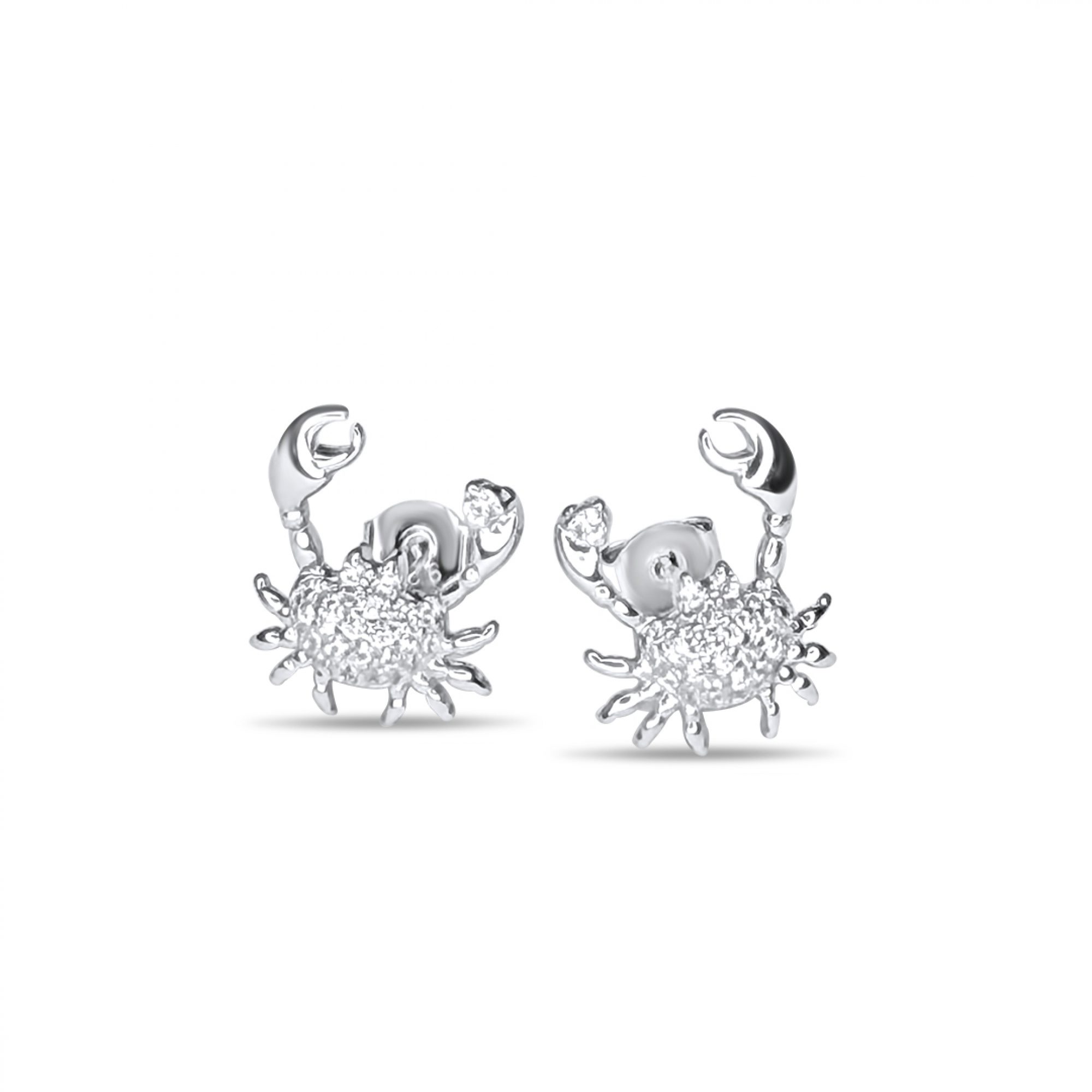 Σκουλαρίκια καρφωτά καβουράκια με πέτρες ζιργκόν