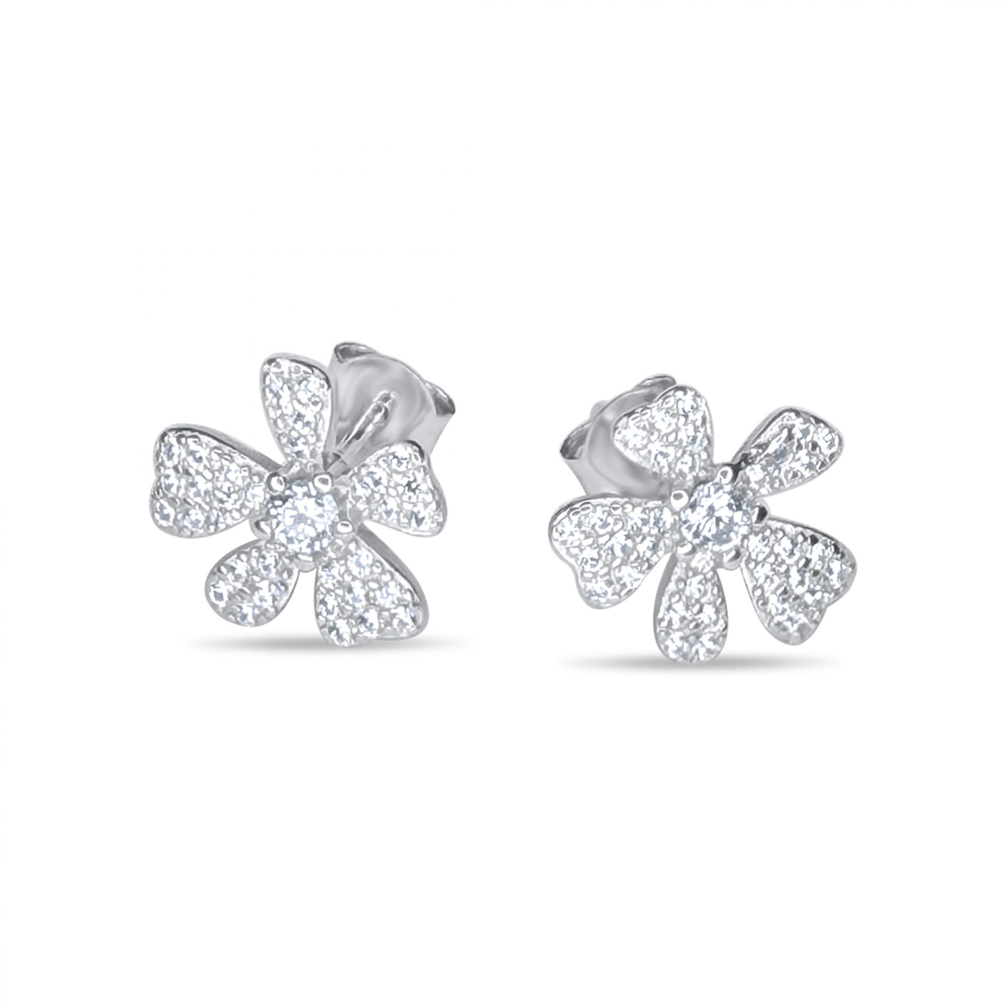 Σκουλαρίκια καρφωτά λουλούδια με πέτρες ζιργκόν