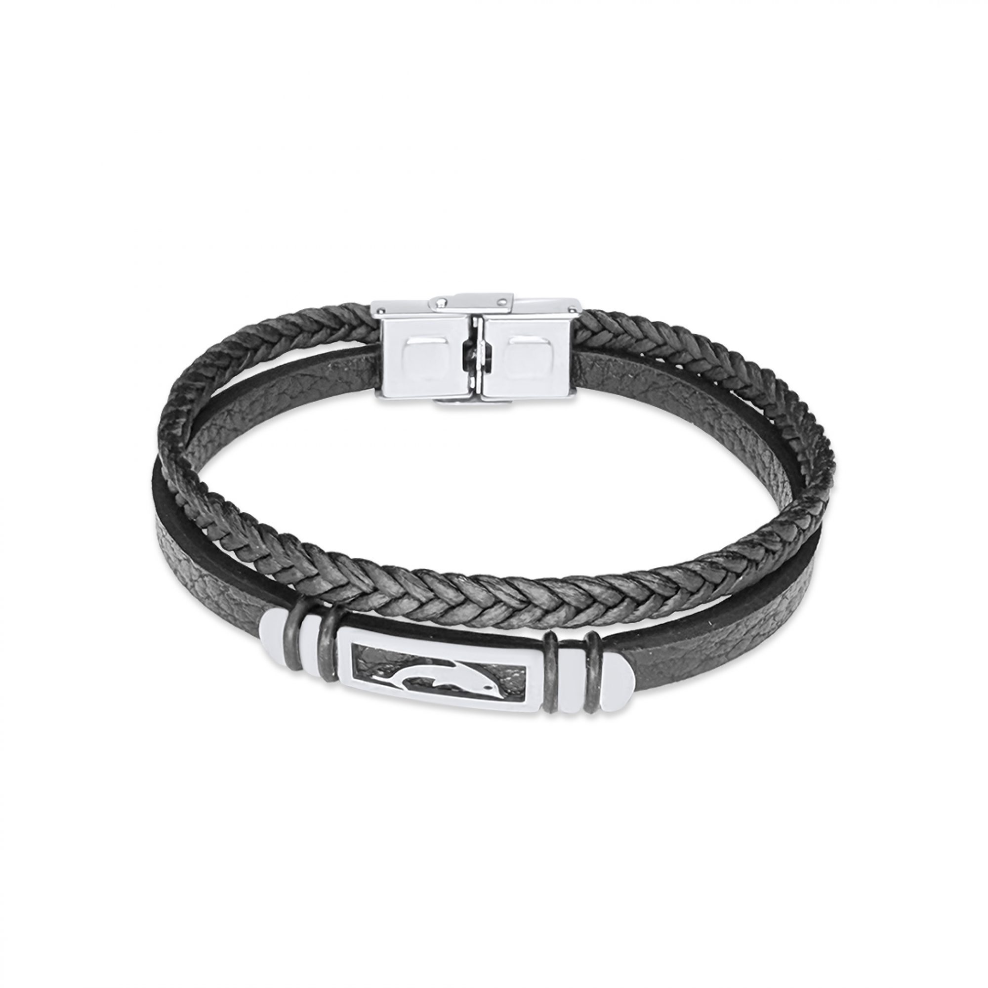 Leather-Steel bracelet