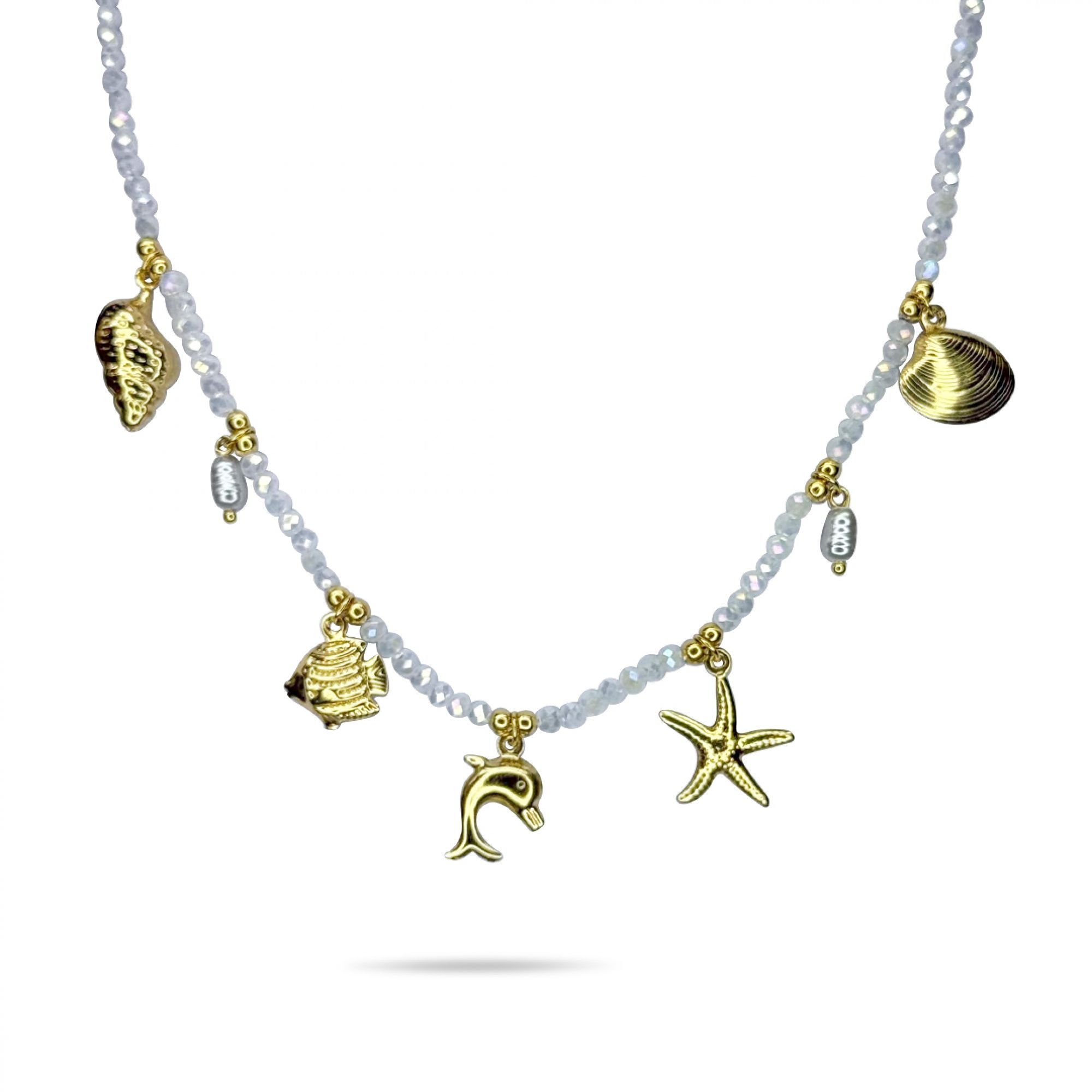 Steel necklace with dangles