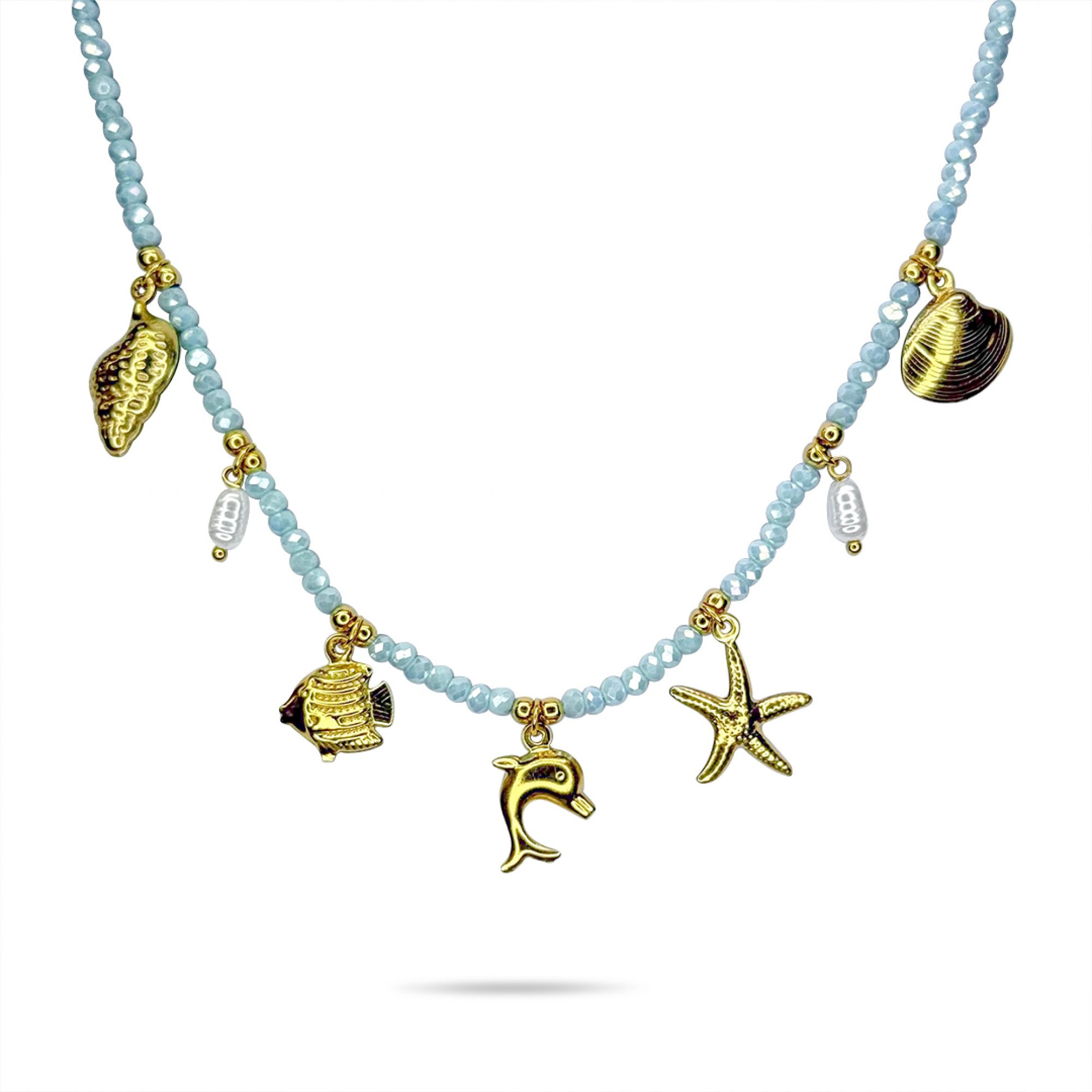 Steel necklace with dangles