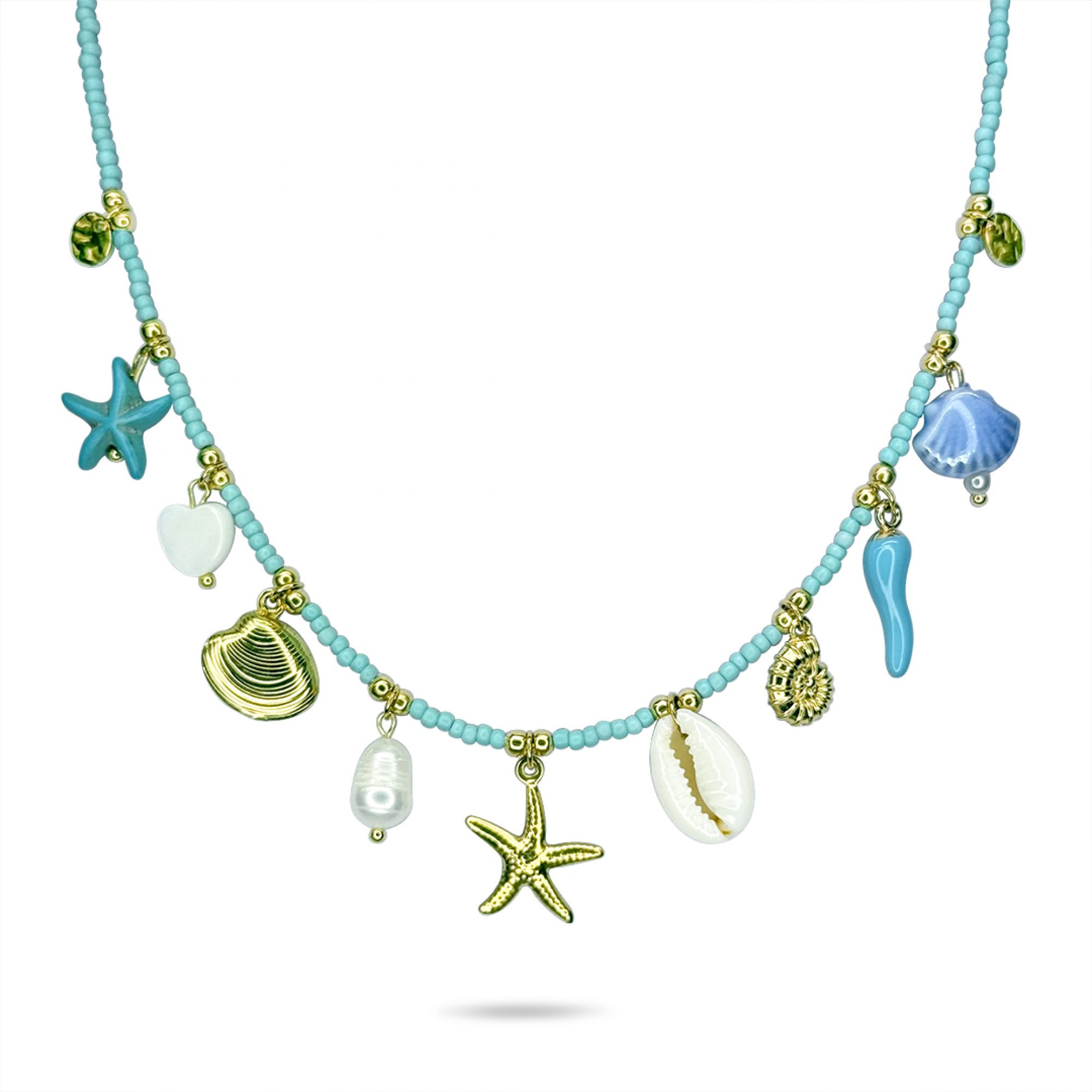 Steel necklace with dangles