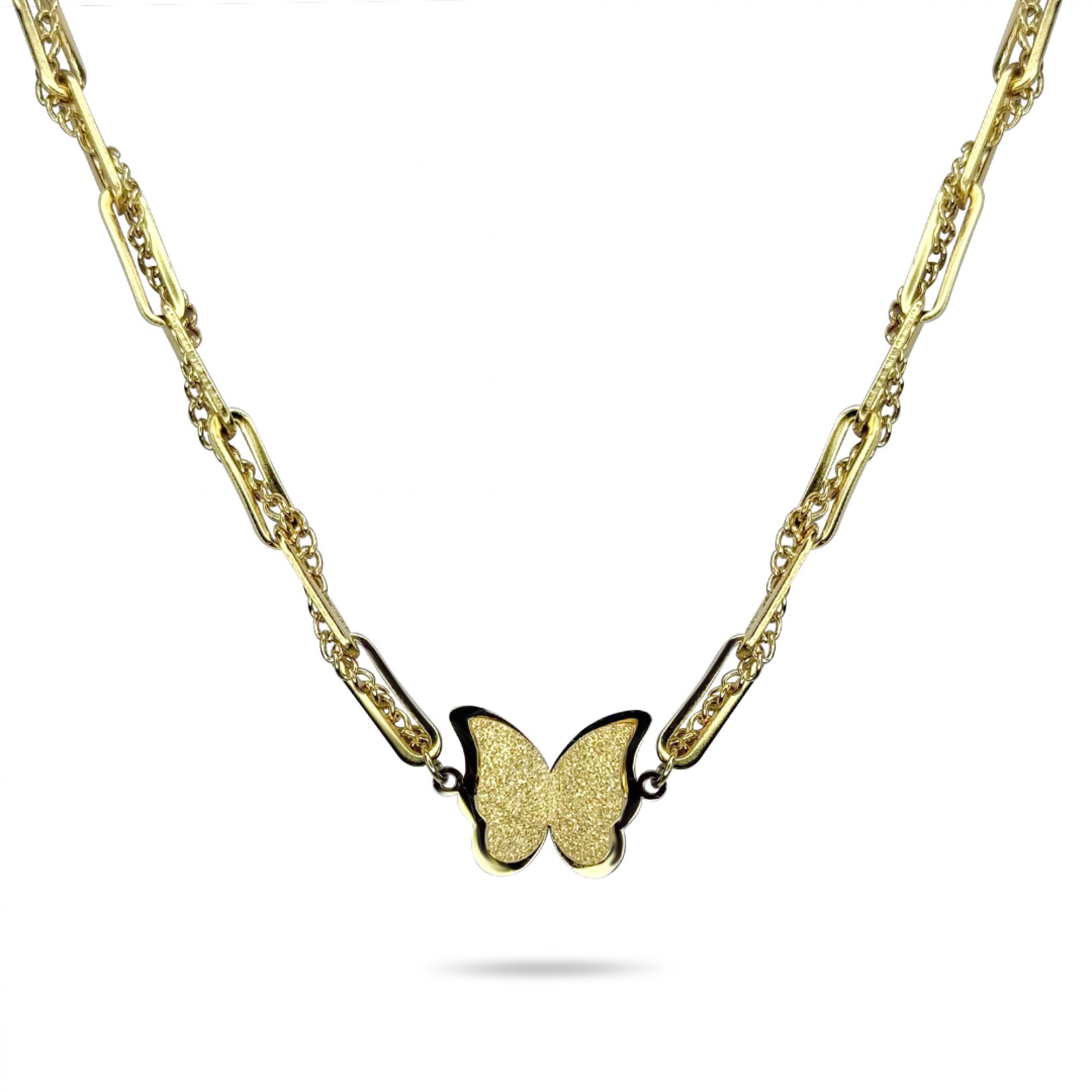 Butterfly gold plated steel necklace