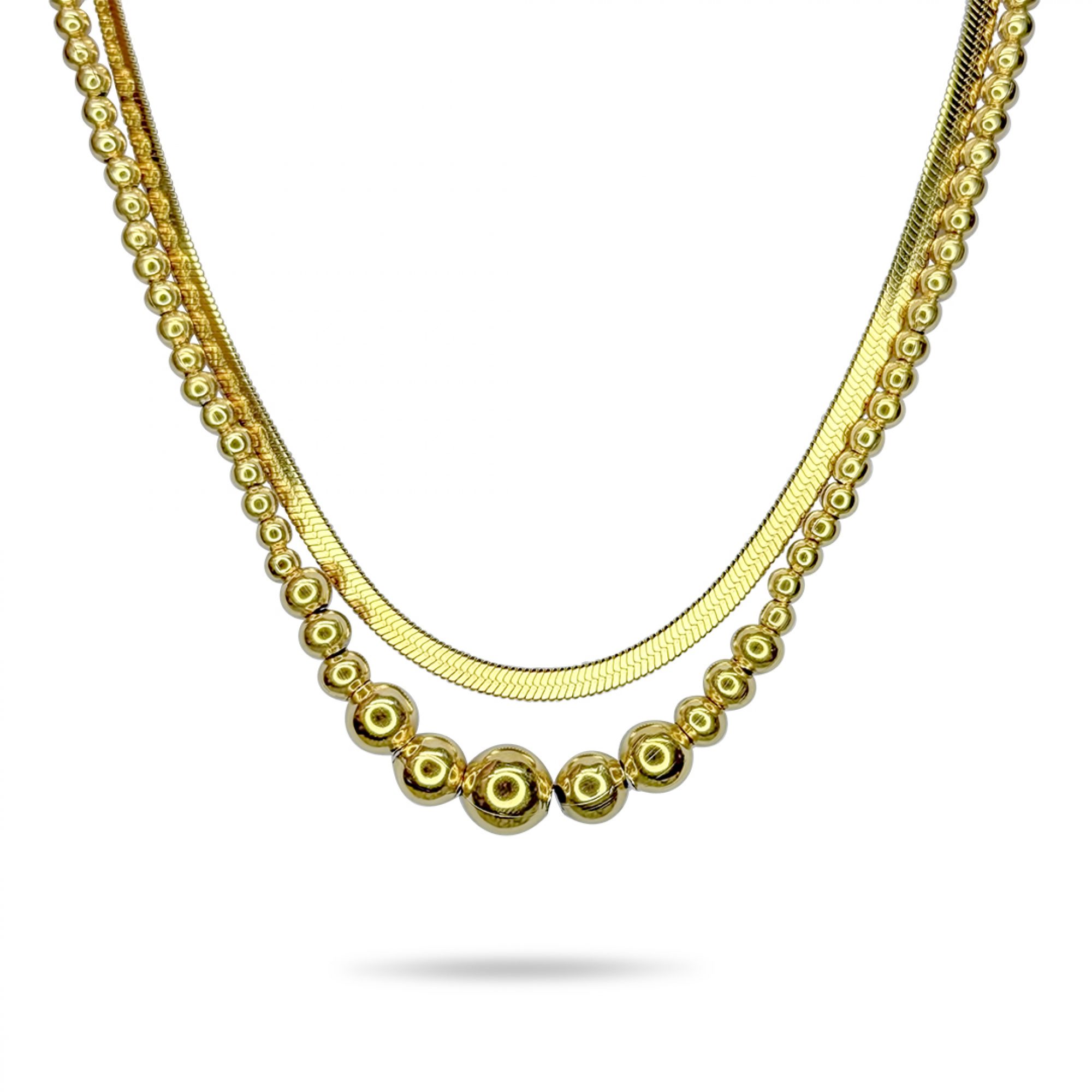 Double gold plated steel necklace 
