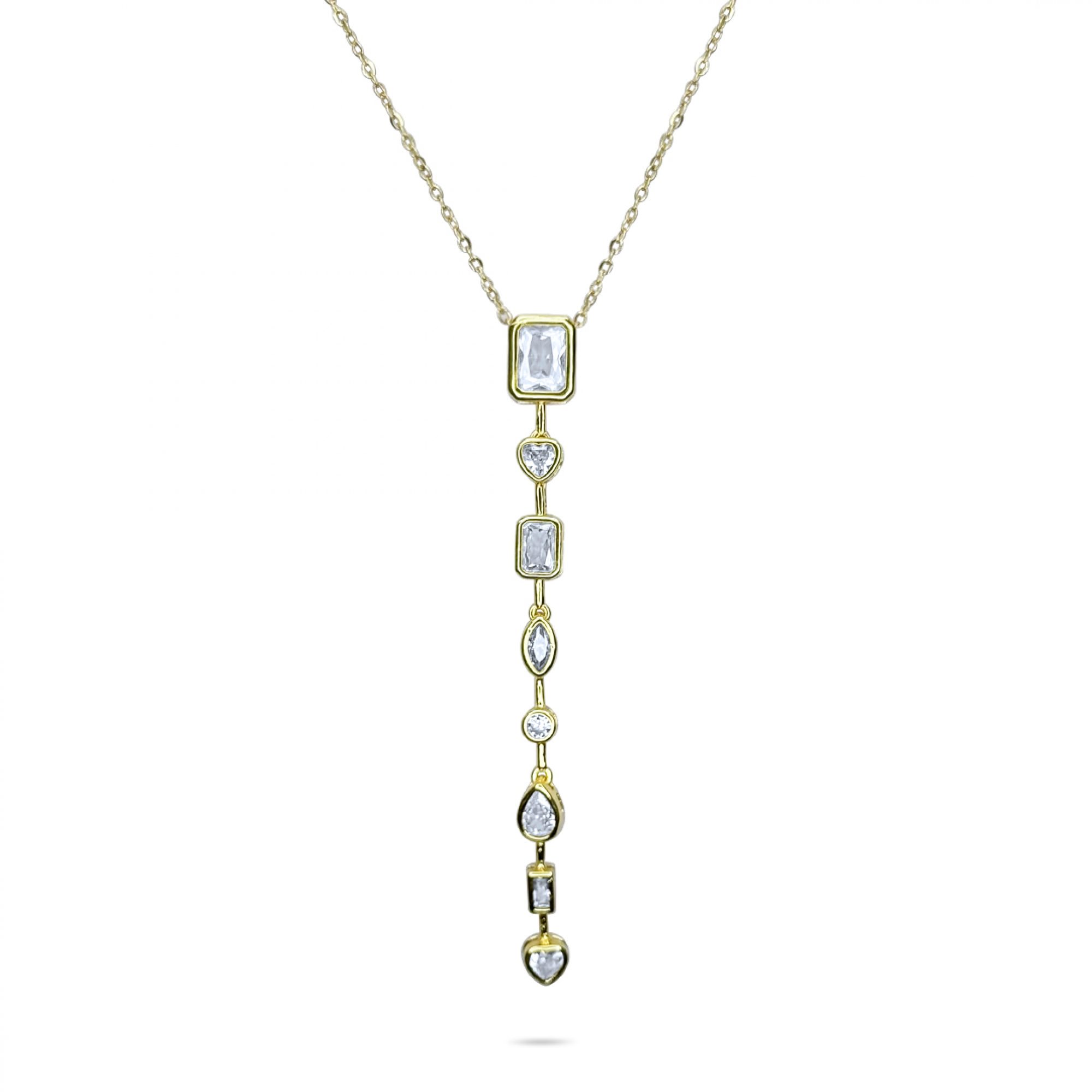 Y-style gold plated steel necklace 