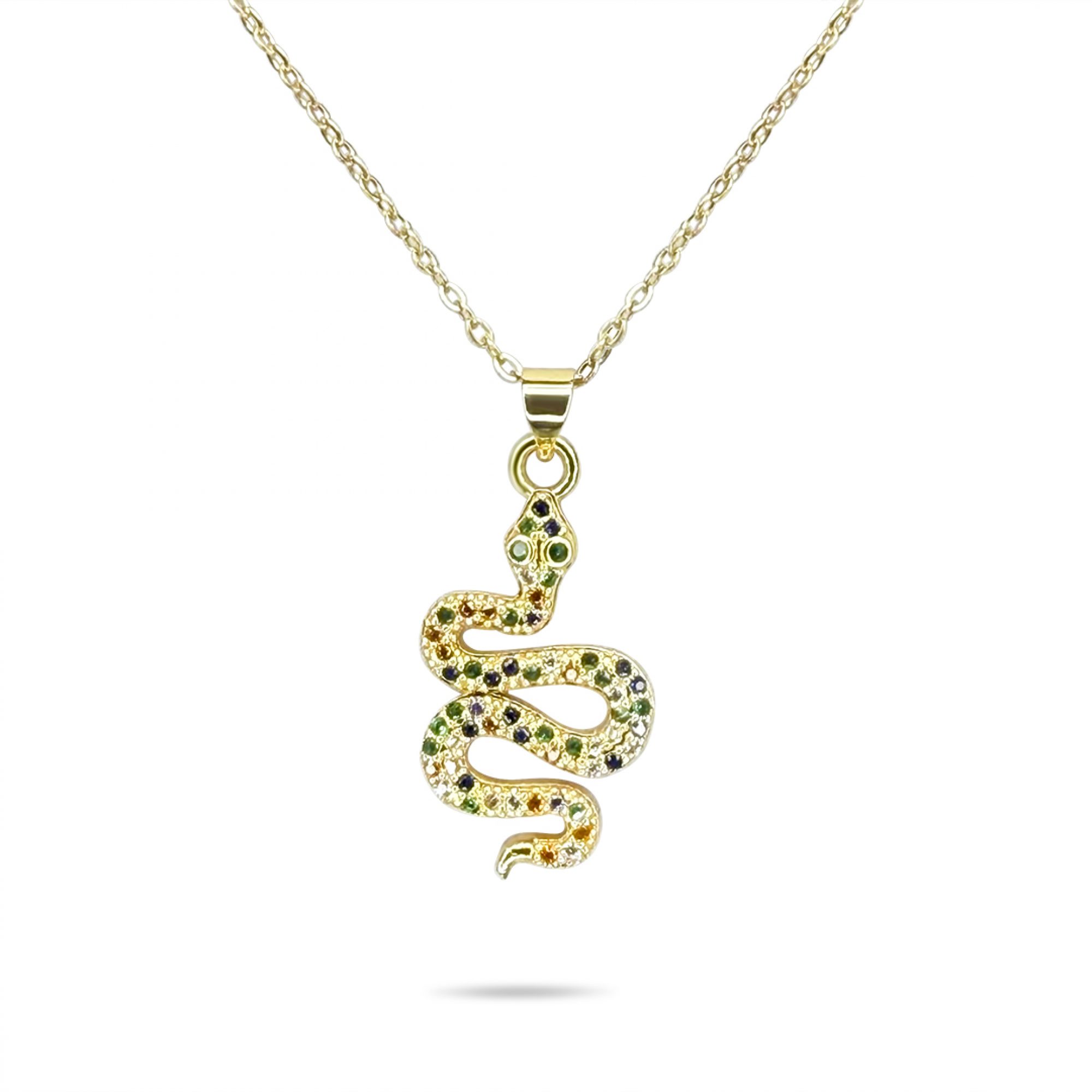 Snake gold plated steel necklace