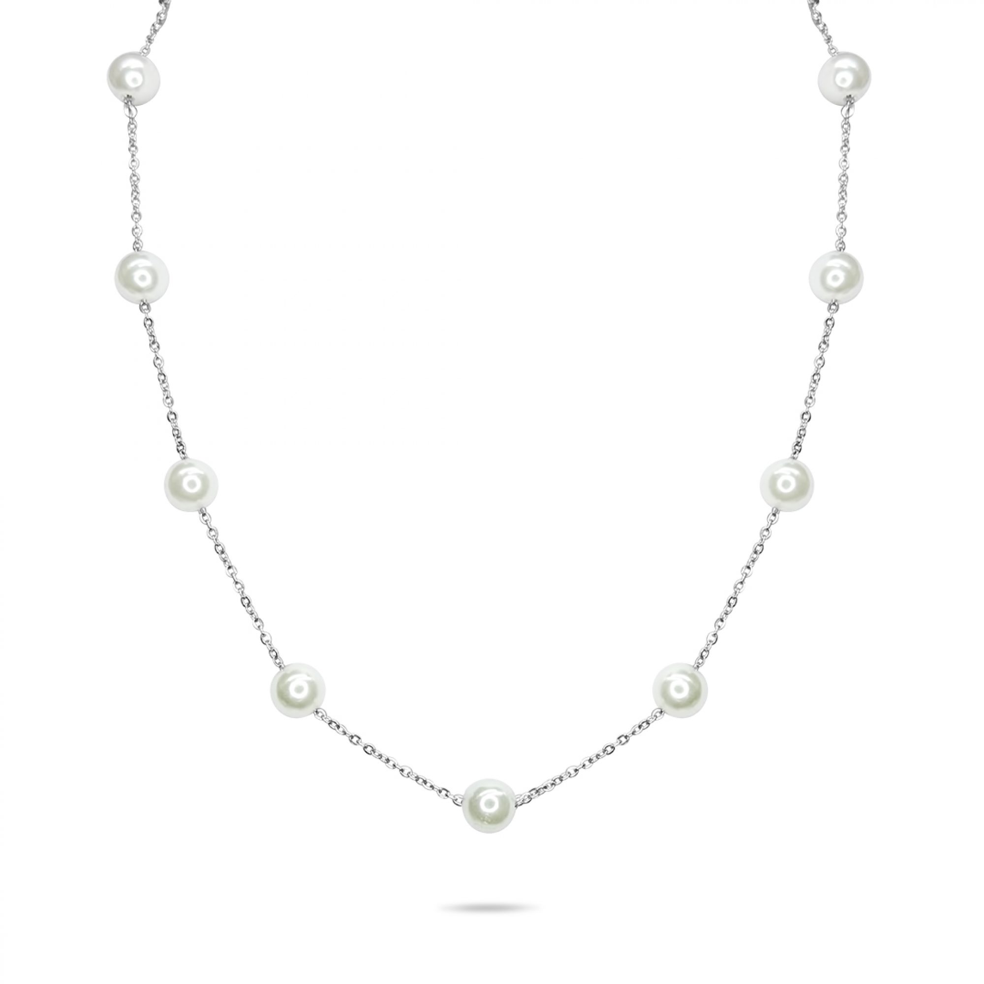 Steel necklace with pearls