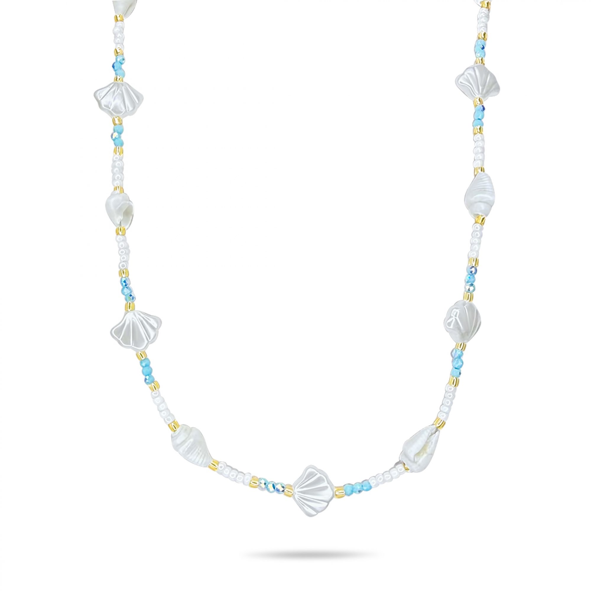 Stainless Steel Beaded Necklace with Shells