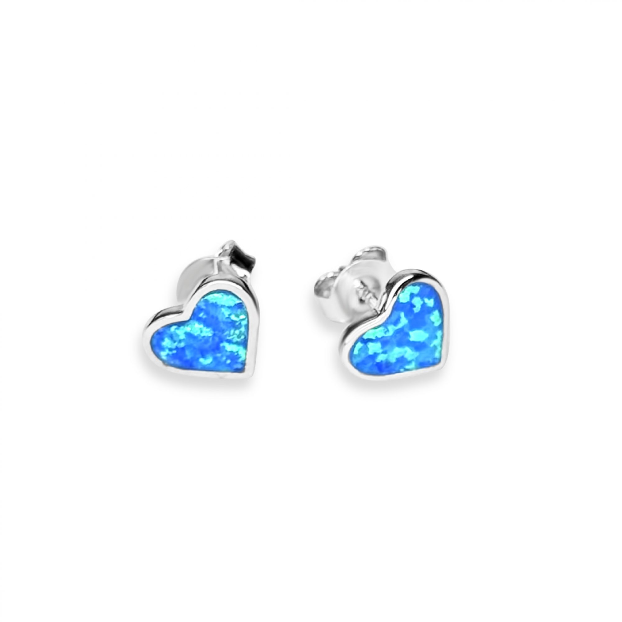 Stud hearts opal earrings 