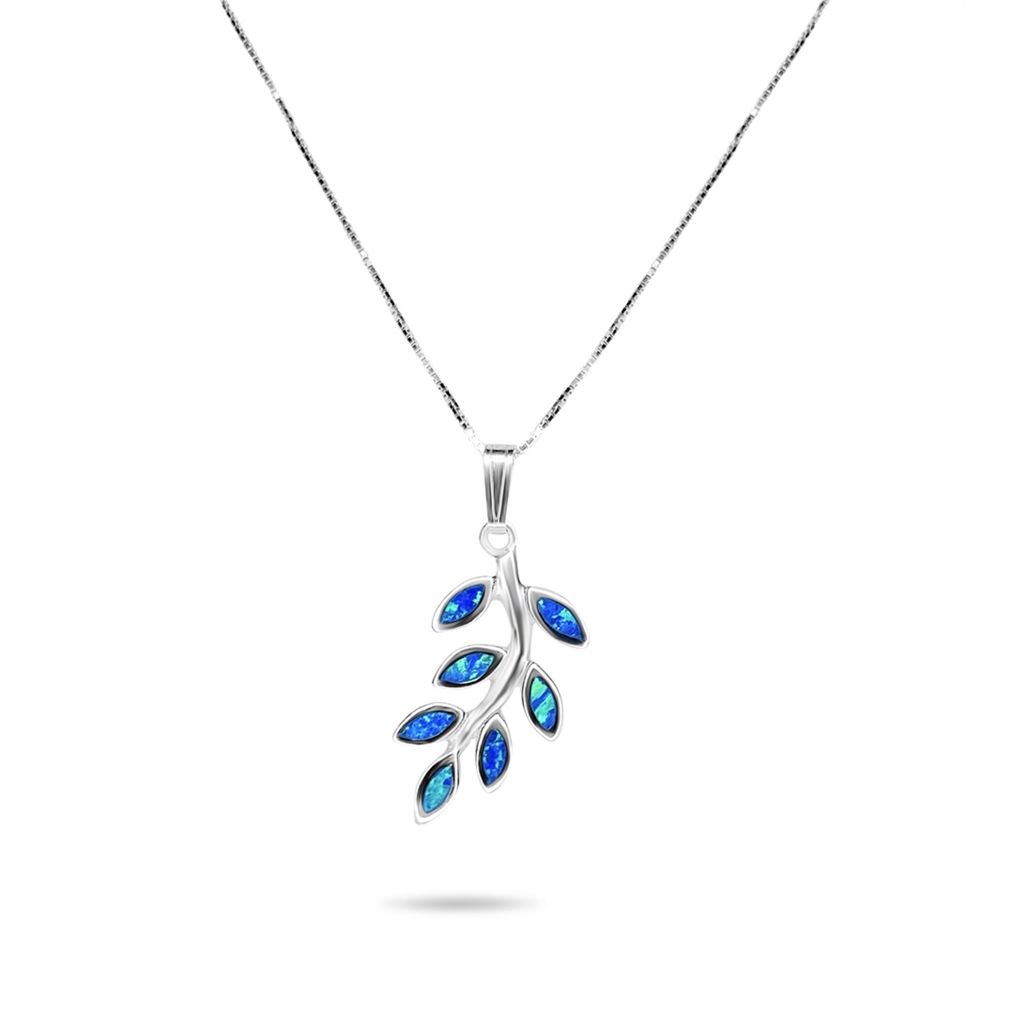 Opal olive branch pendant