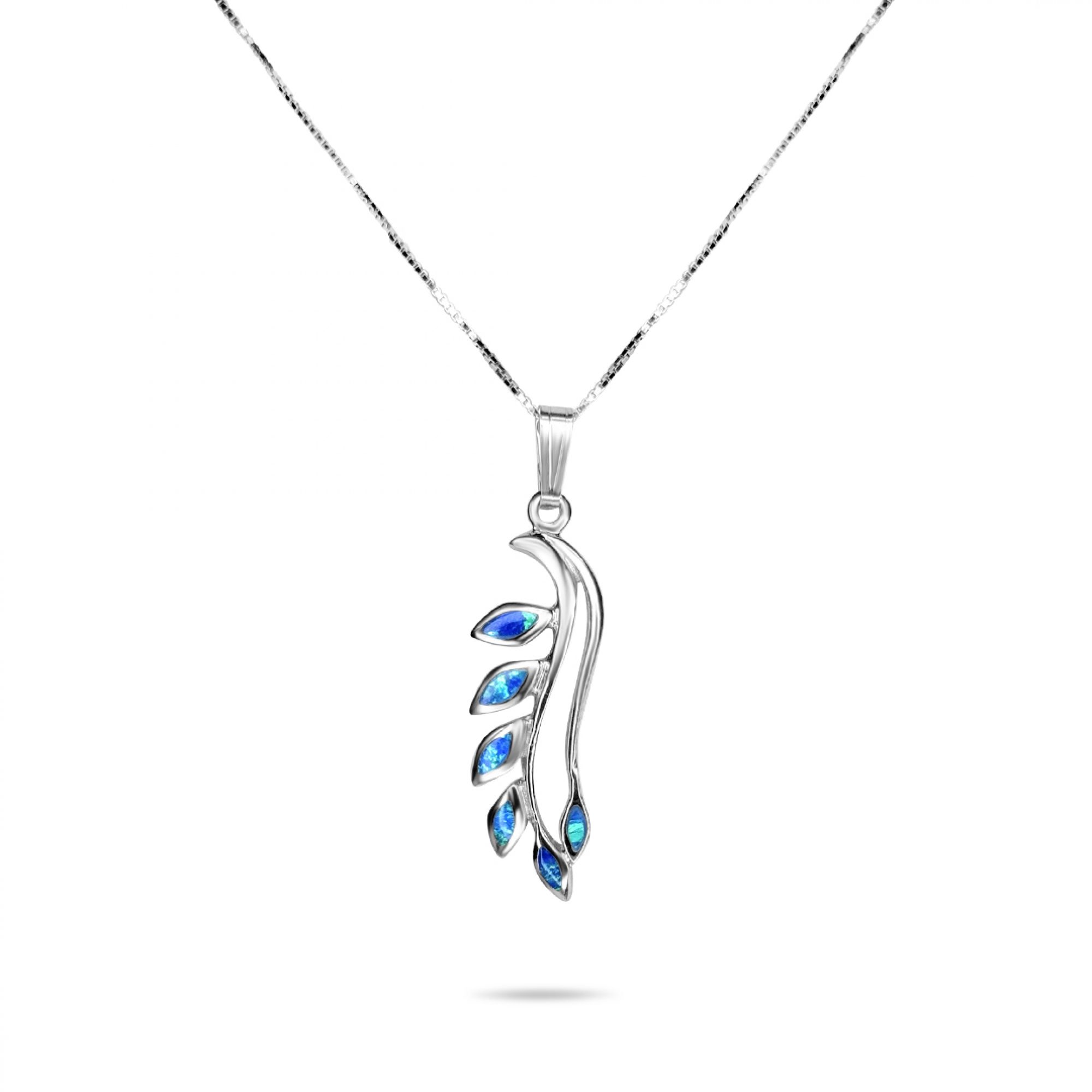 Opal olive branch pendant