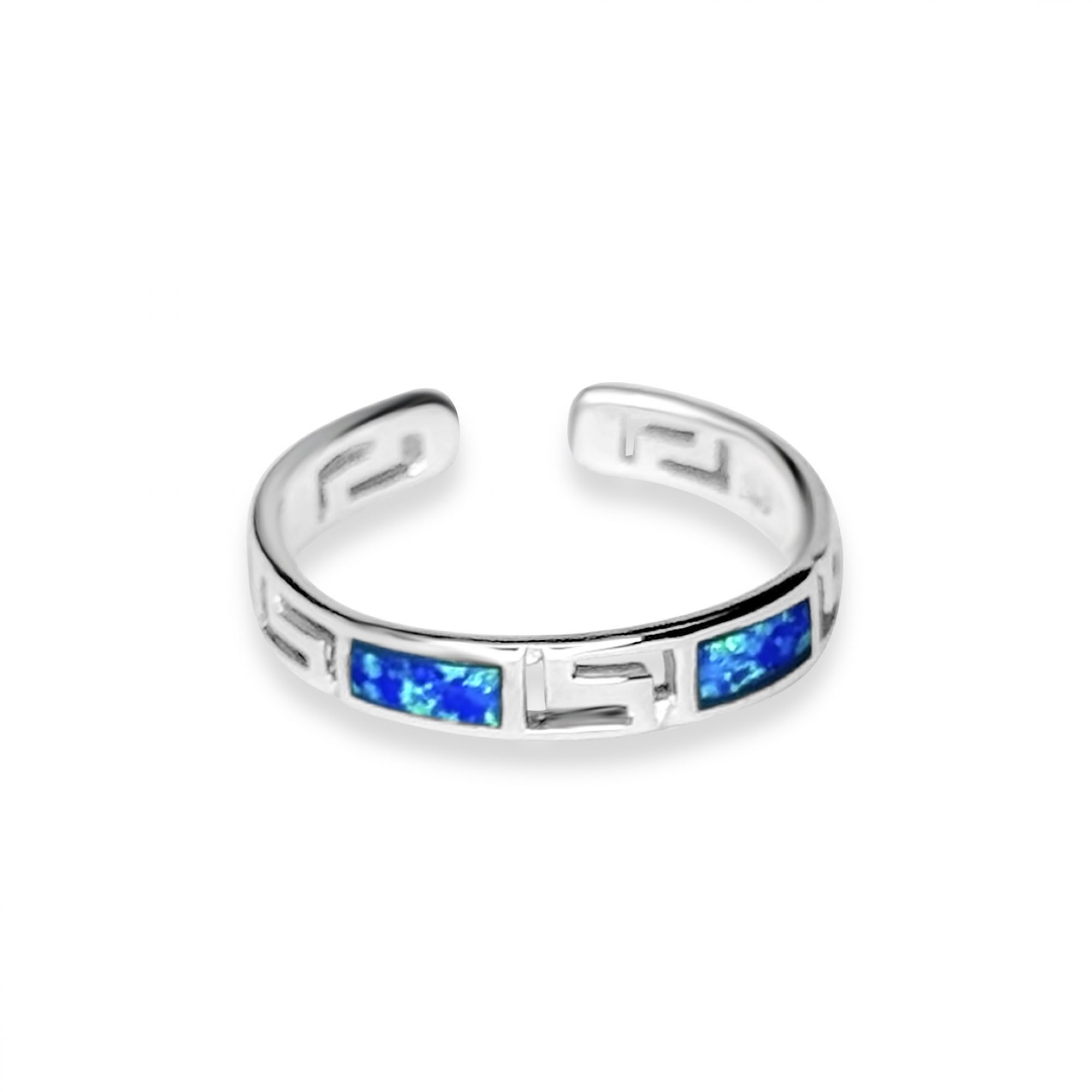 Silver ring with opal stones and meander