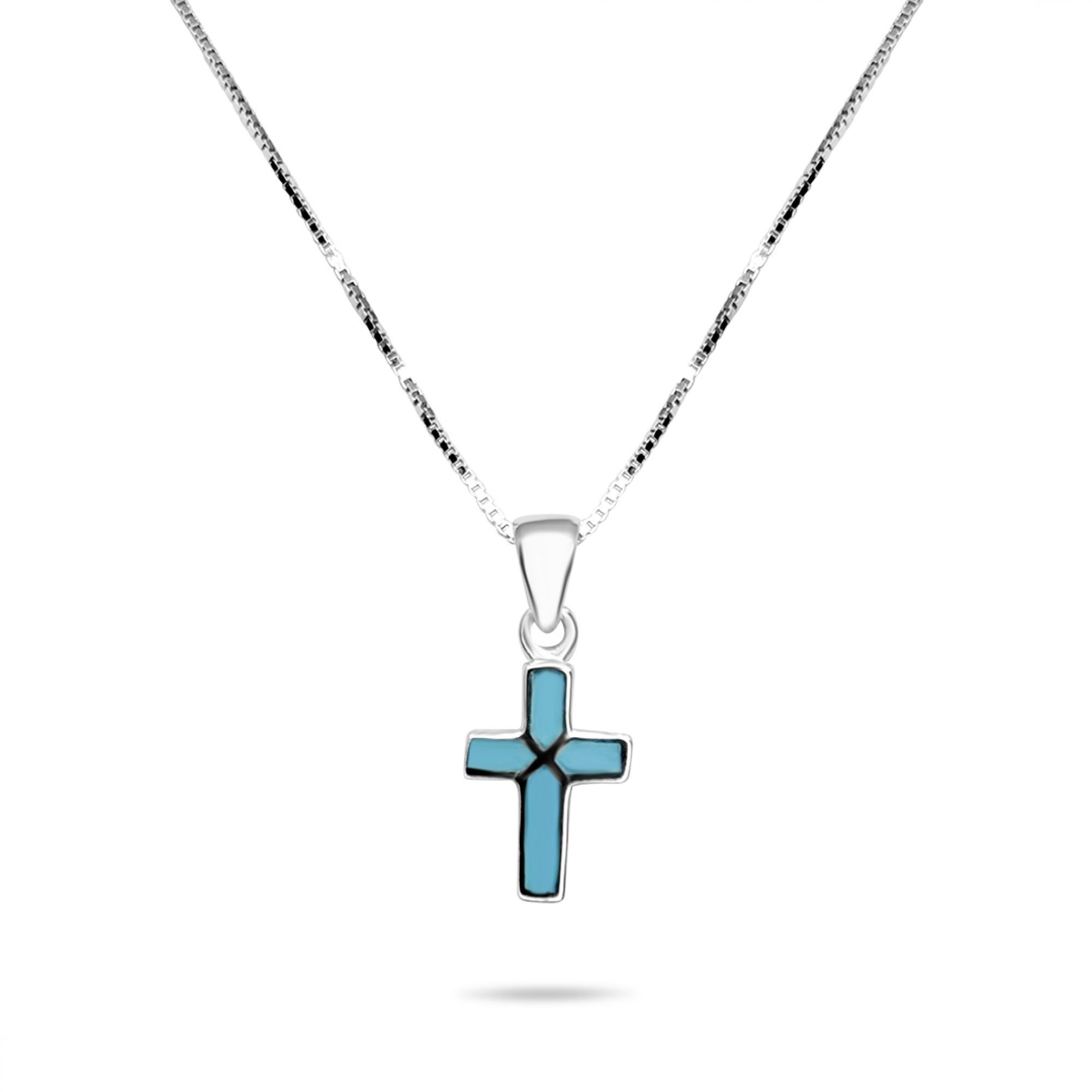 Cross necklace with turquoise stones