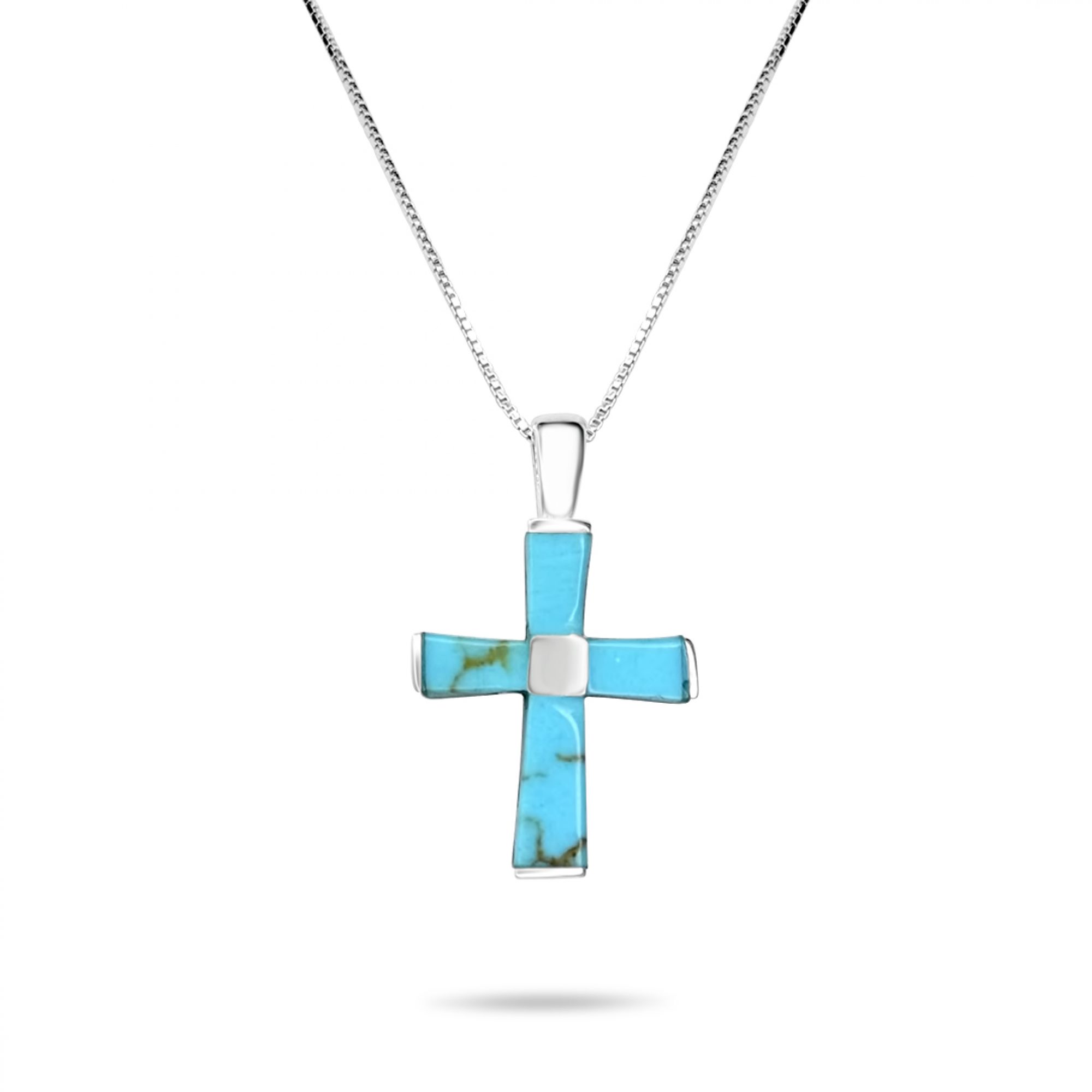 Cross necklace with turquoise stones