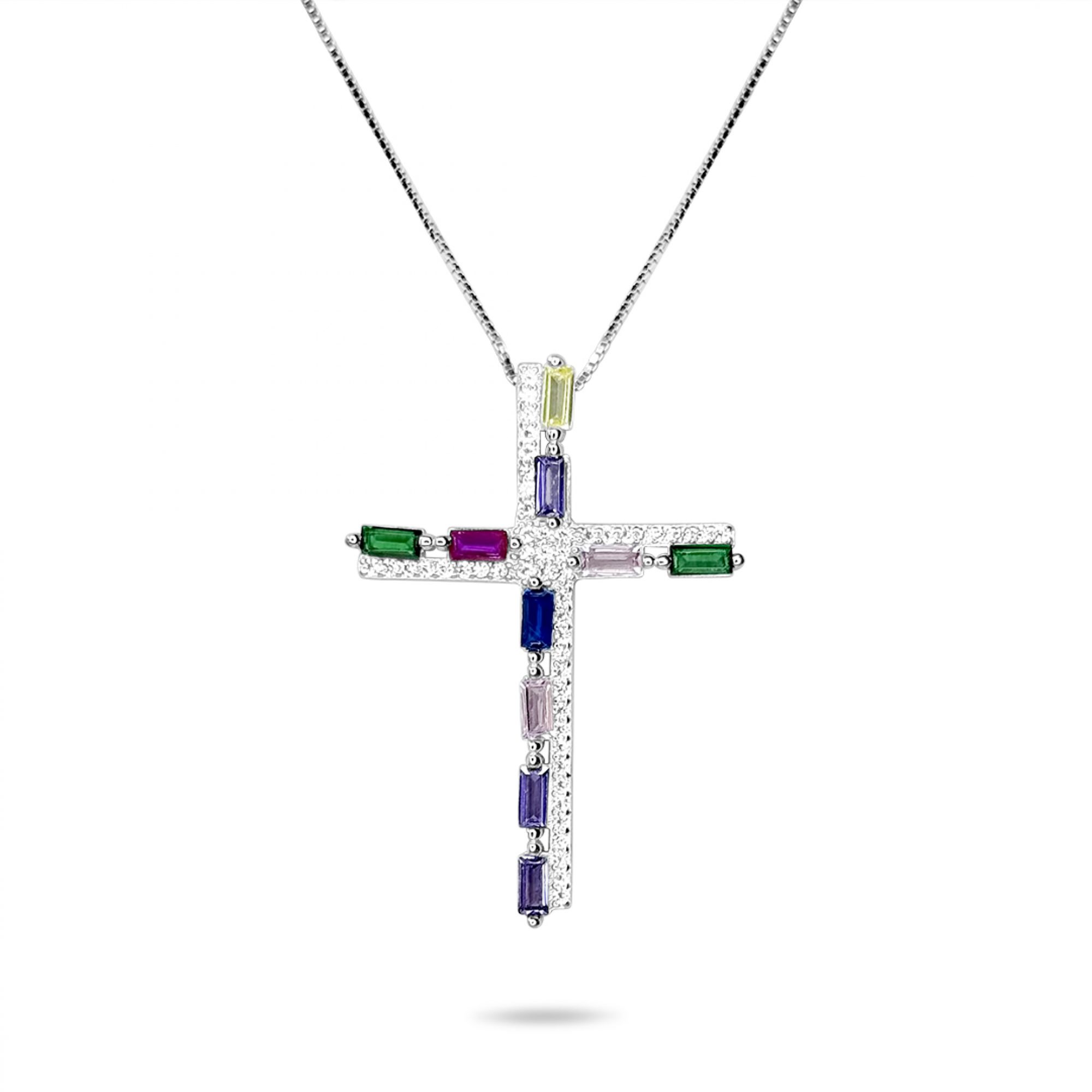 Cross necklace with zircon stones
