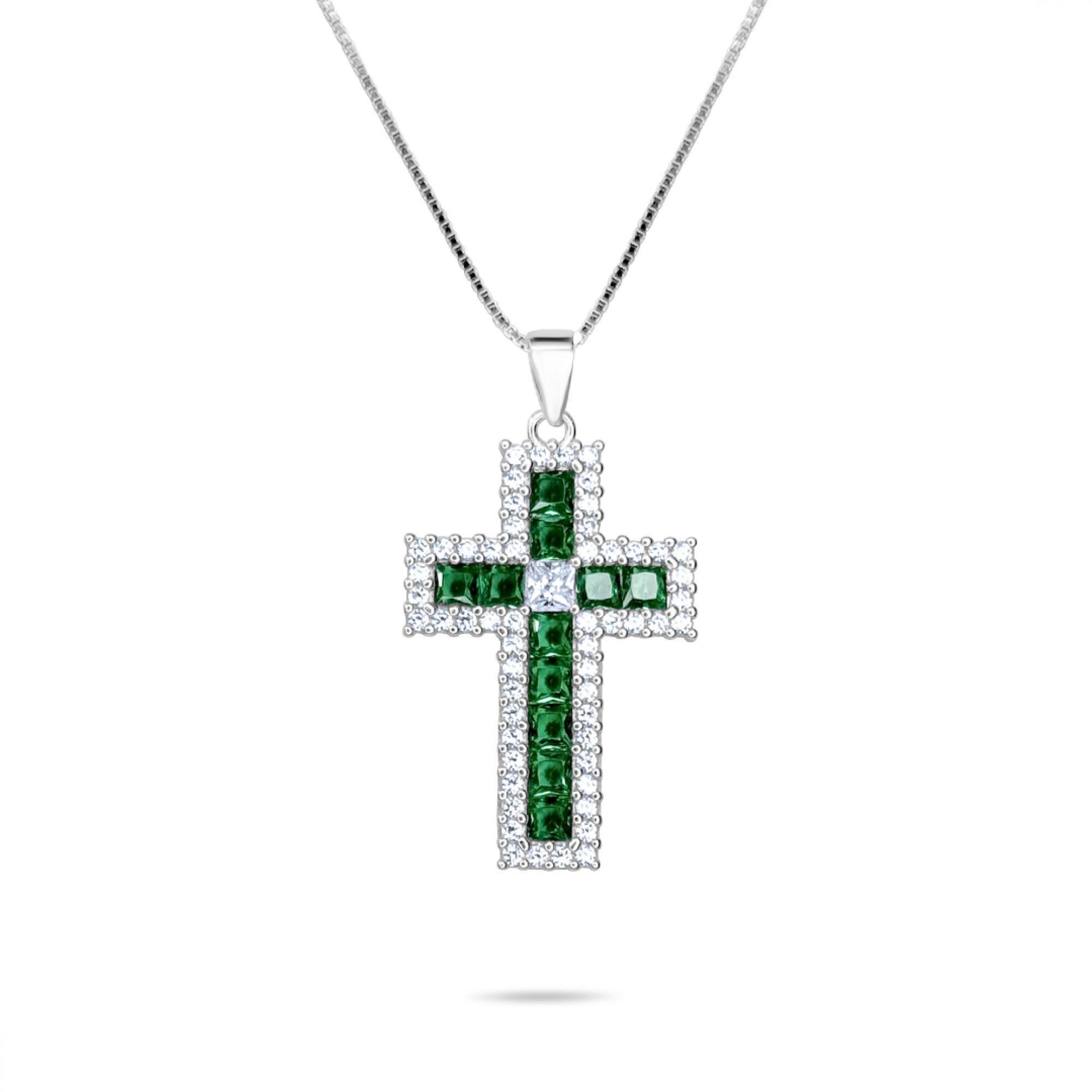 Cross necklace with zircon stones